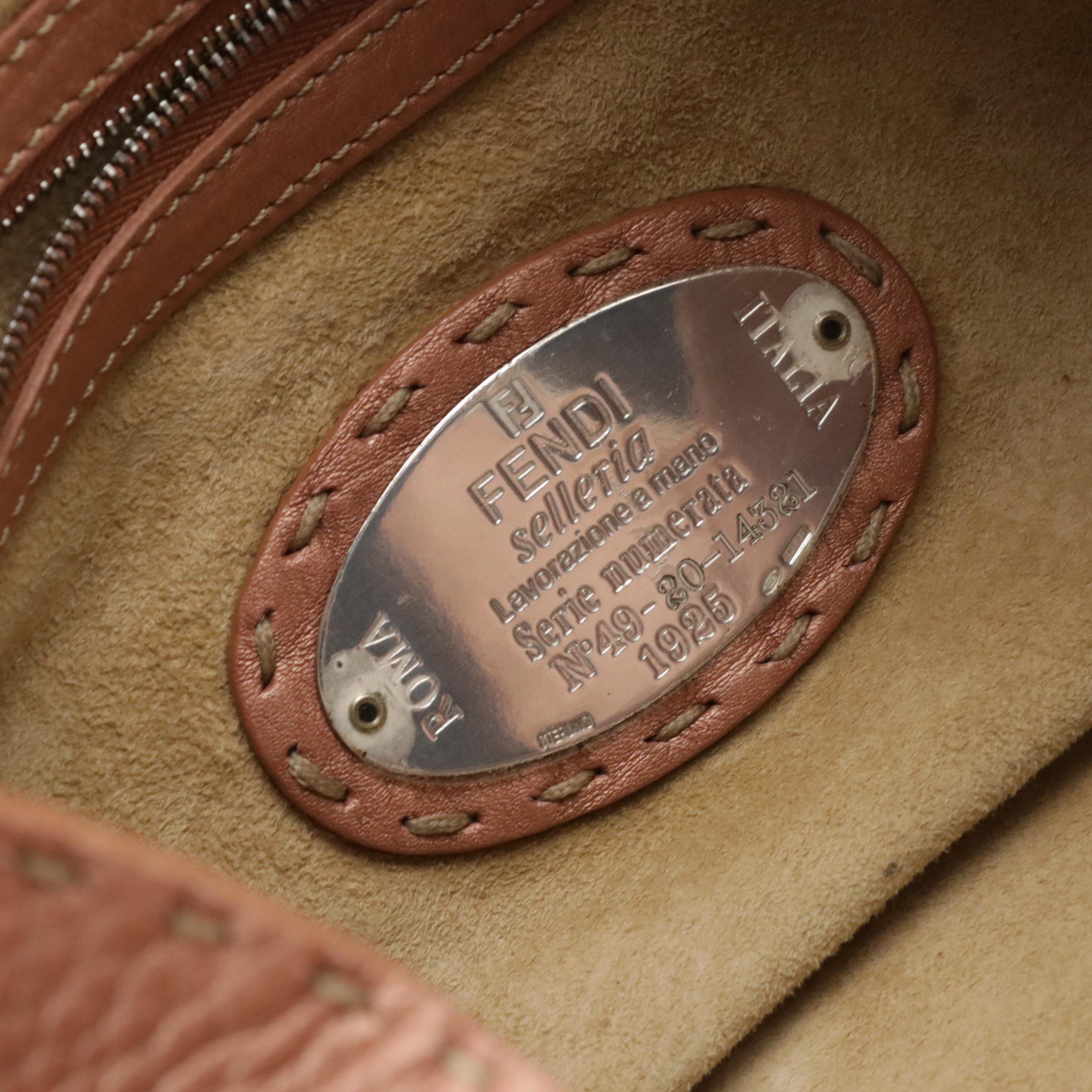 Fendi Selleria Metallic Calfskin Grain Leather Handbag
