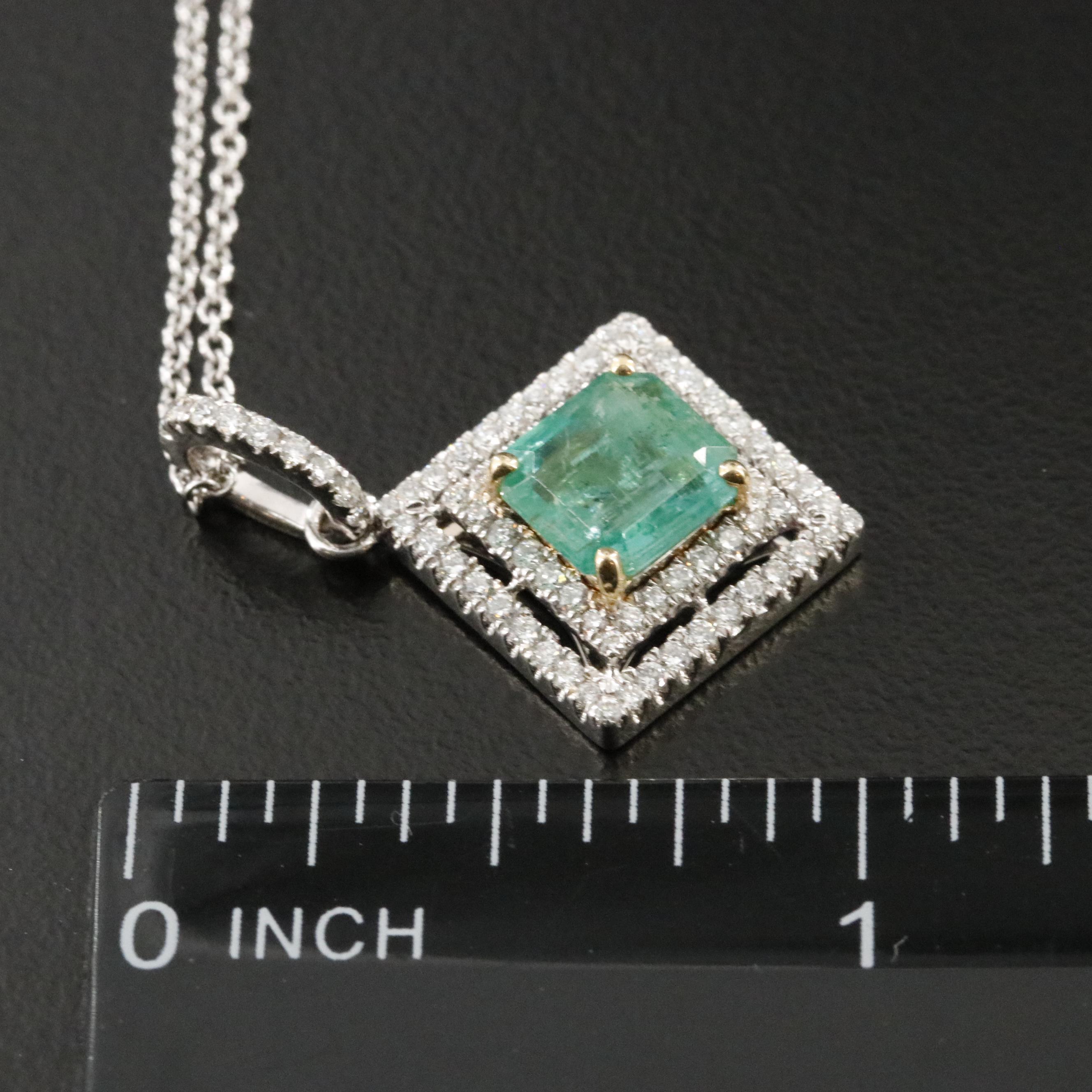 18K Emerald and Diamond Pendant Necklace