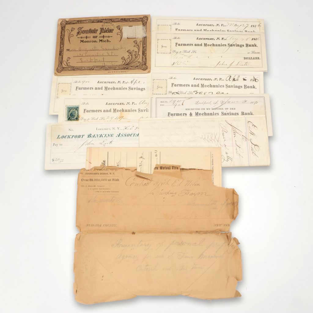 Lockport Banking Checks with Document and Bill of Sale, Late 19th/Early 20th C.