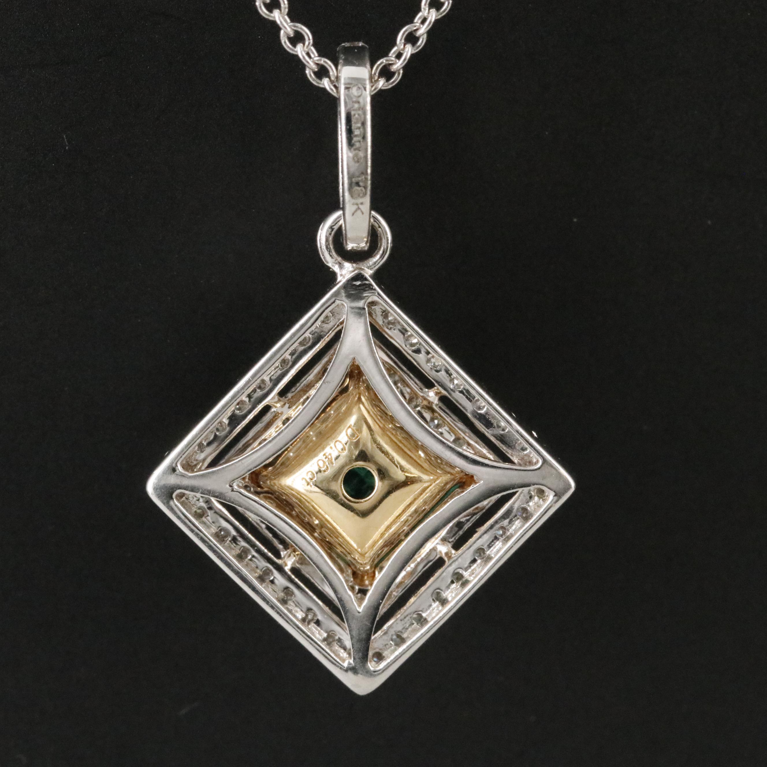 18K Emerald and Diamond Pendant Necklace