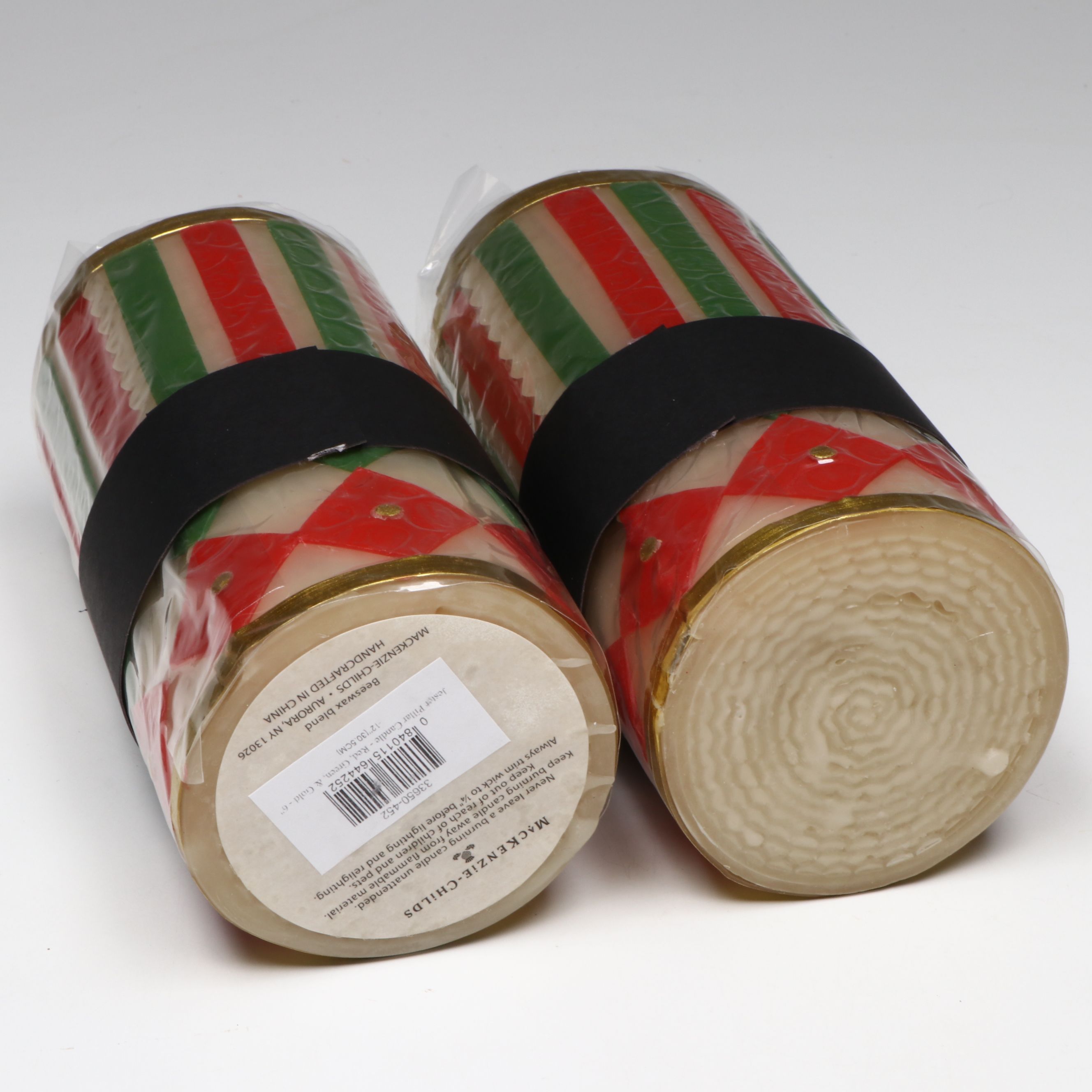 MacKenzie-Childs Wax Candles, Mounted Glass Vases, and Artificial Lily Bouquet