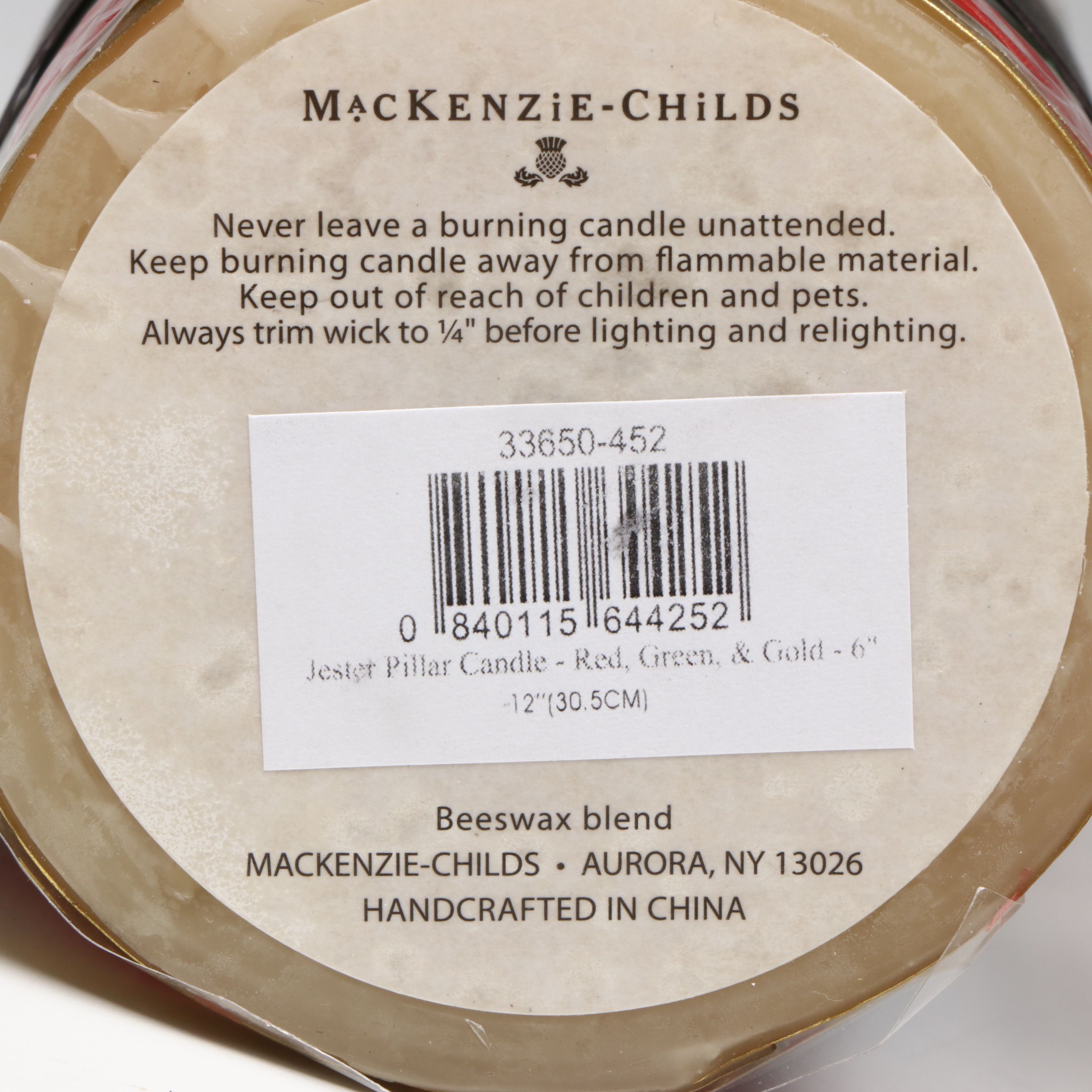 MacKenzie-Childs Wax Candles, Mounted Glass Vases, and Artificial Lily Bouquet