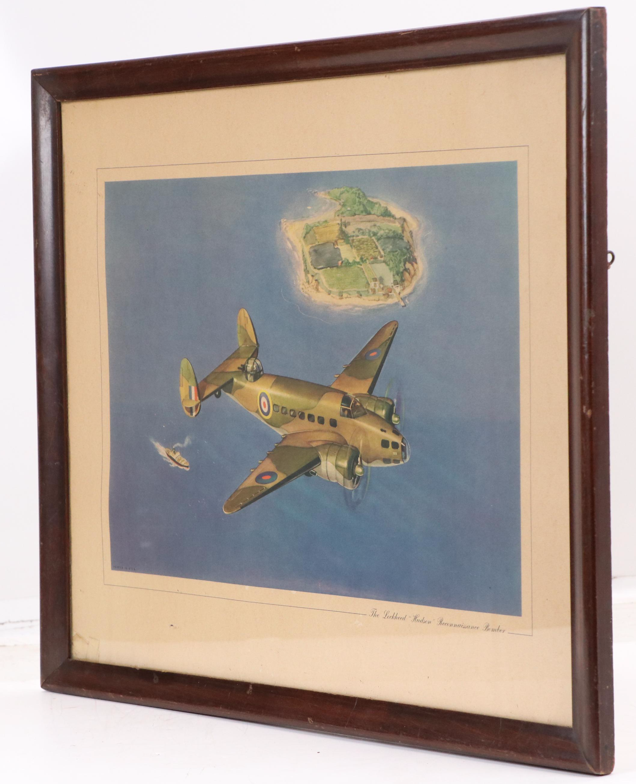 Offset Lithograph "The Lockheed Hudson Reconnaissance Bomber," Mid-20th Century