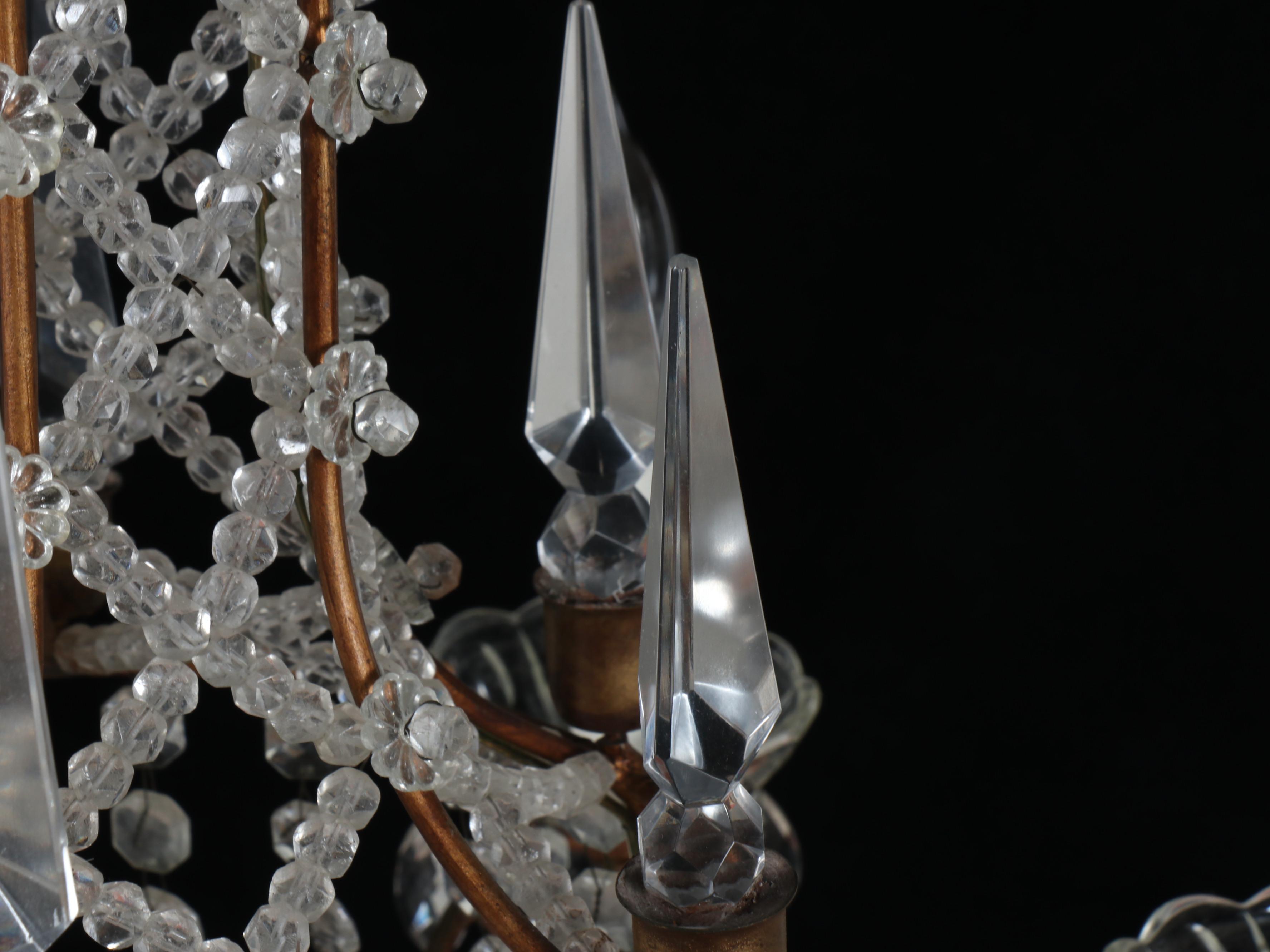 Italian Rococo Style Brass and Crystal Eight-Arm Chandelier