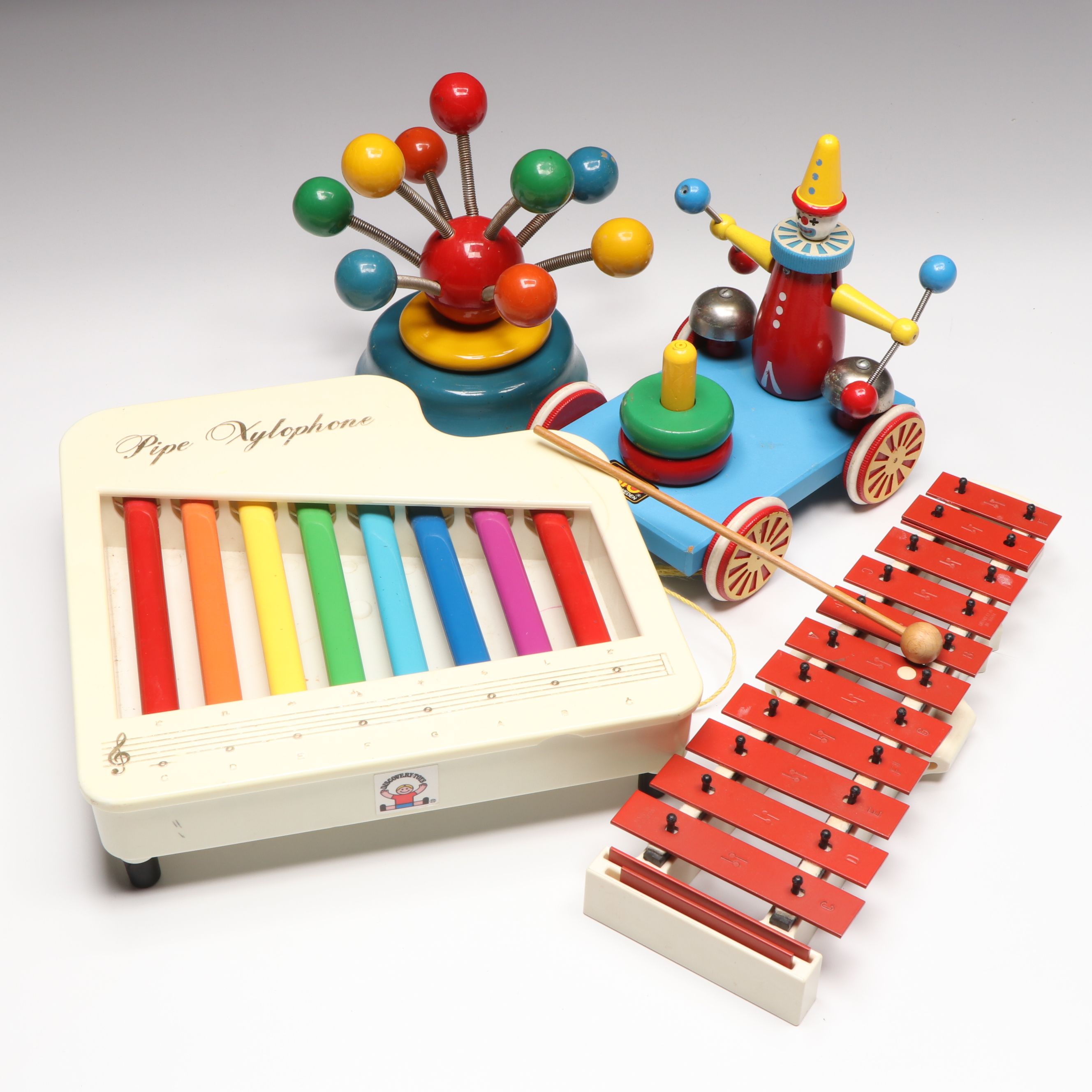 Brio Wooden Clown Pull Toy with More Vintage Children's Instruments and Toys
