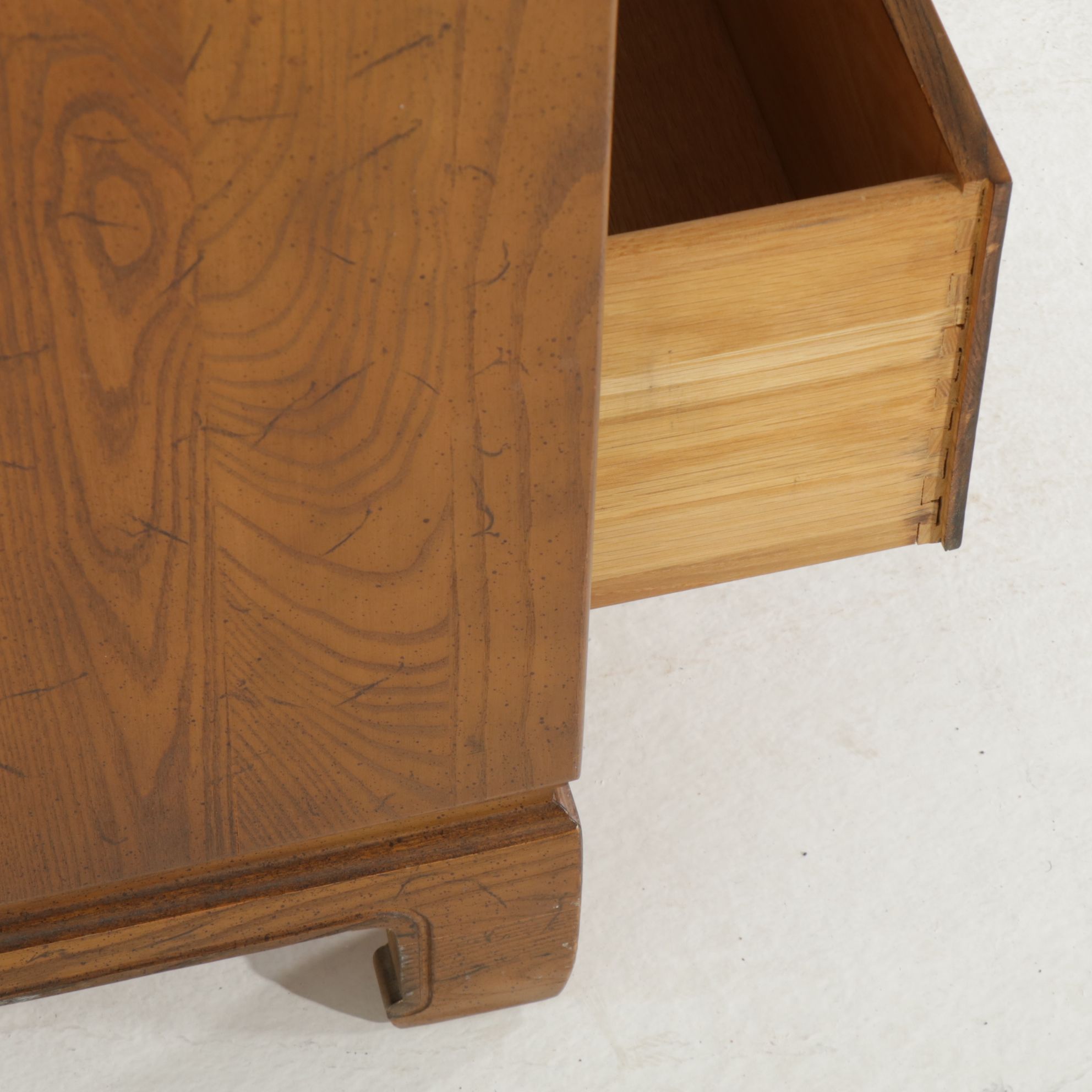 Davis Cabinet Co. Teak Chinoiserie Dresser and Wall Mirror