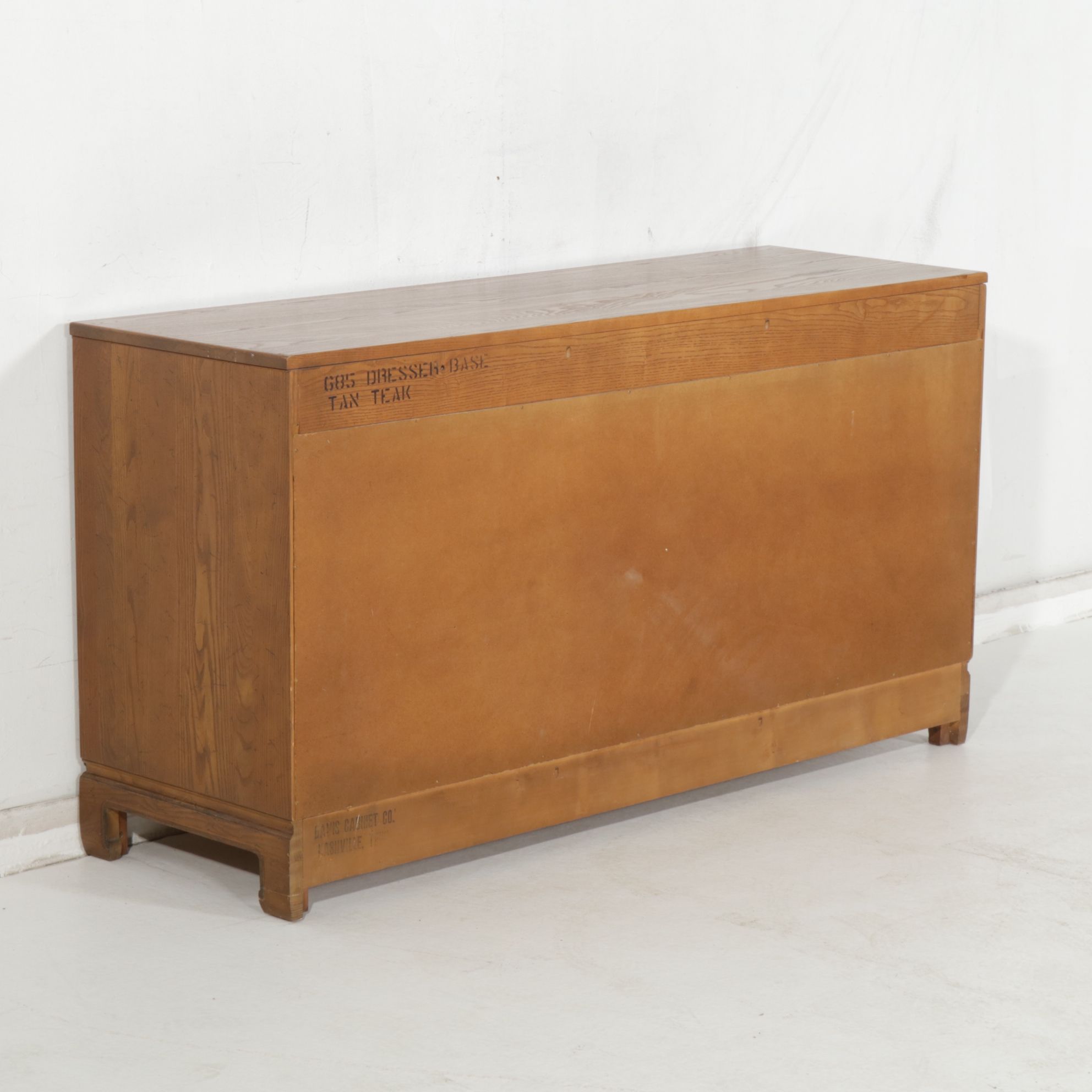 Davis Cabinet Co. Teak Chinoiserie Dresser and Wall Mirror