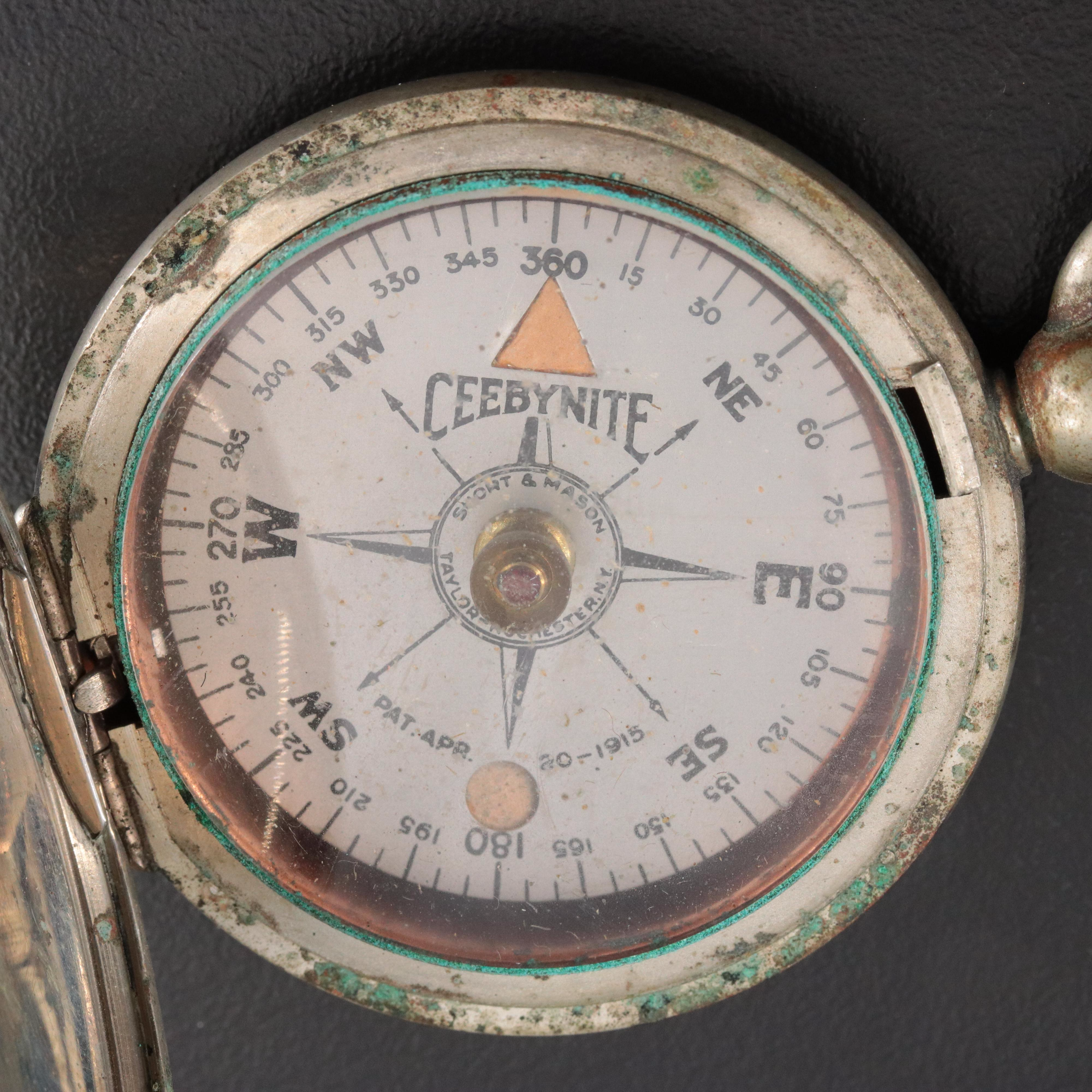 Antique Sterling D. Campbell Verge Fusee Pocket Watch, Stopwatch and Compass