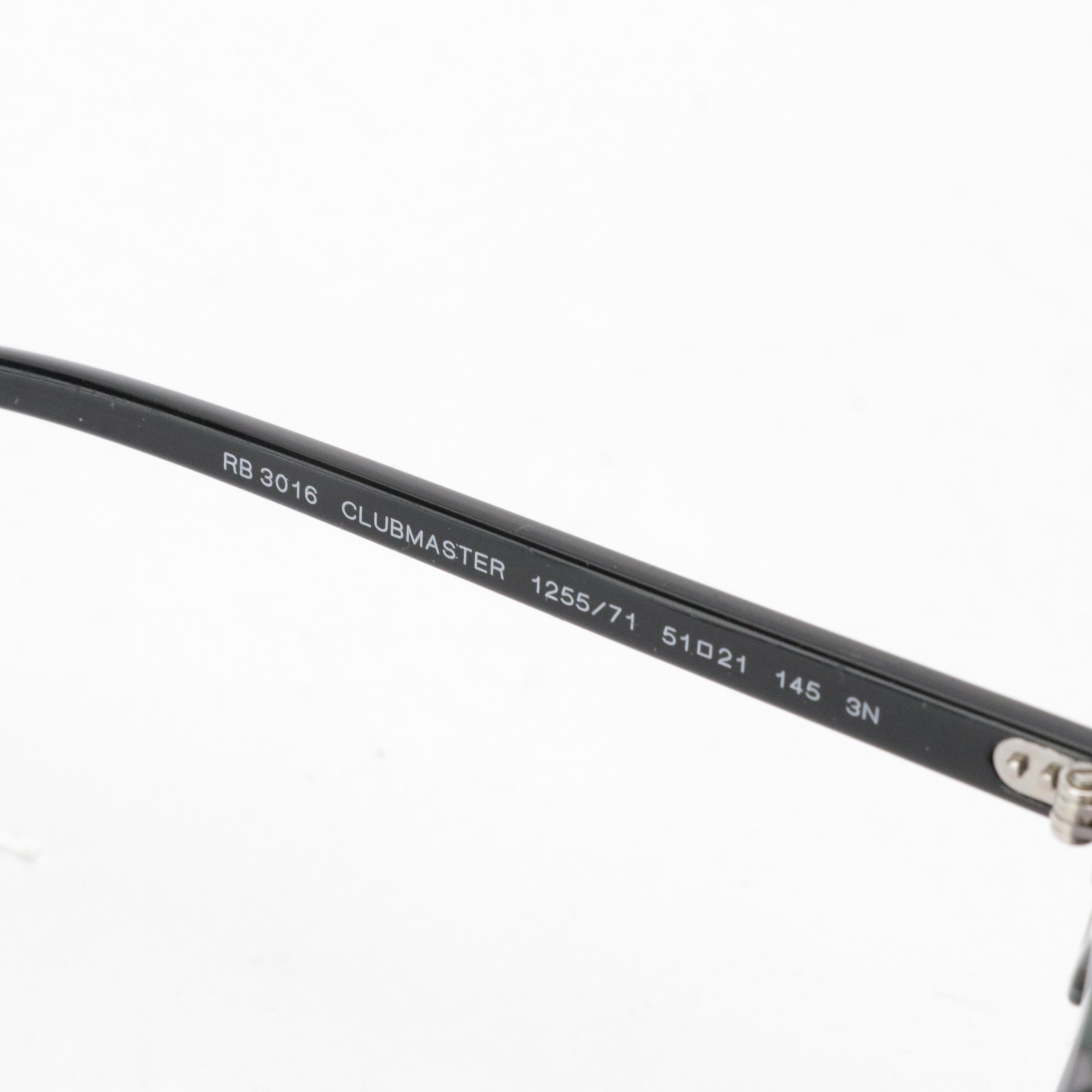 Ray-Ban RB 3016 Clubmaster 1255/71 Unisex Green Fleck Sunglasses in Case