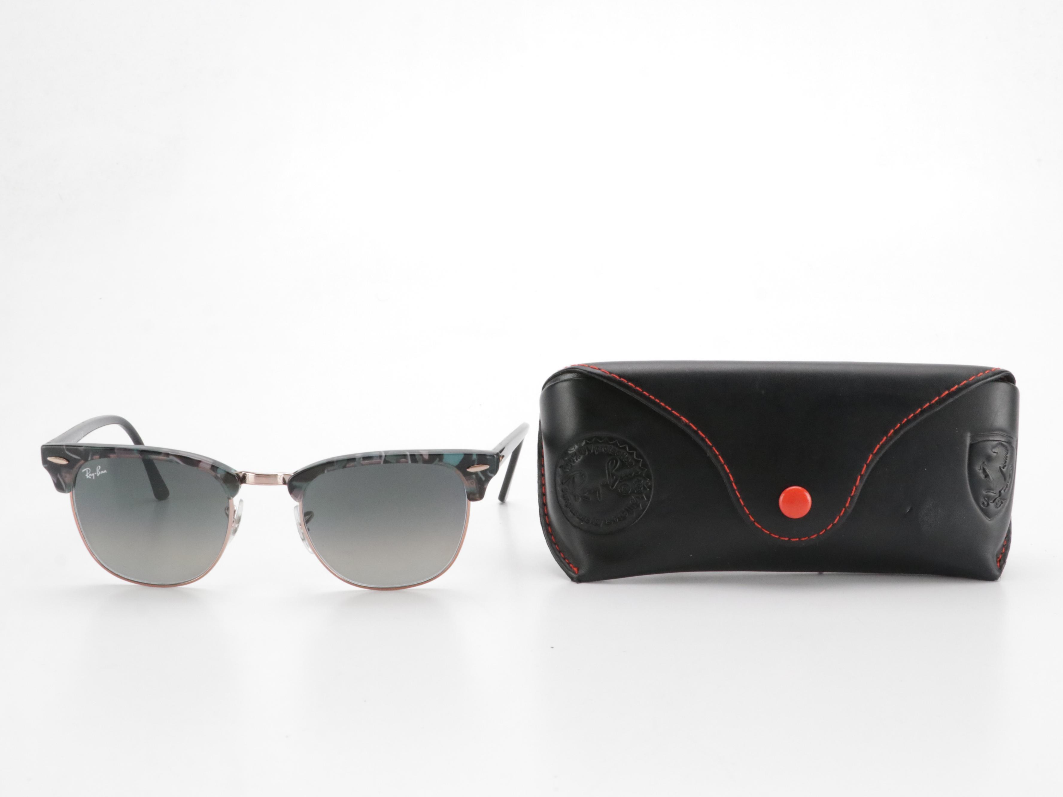 Ray-Ban RB 3016 Clubmaster 1255/71 Unisex Green Fleck Sunglasses in Case