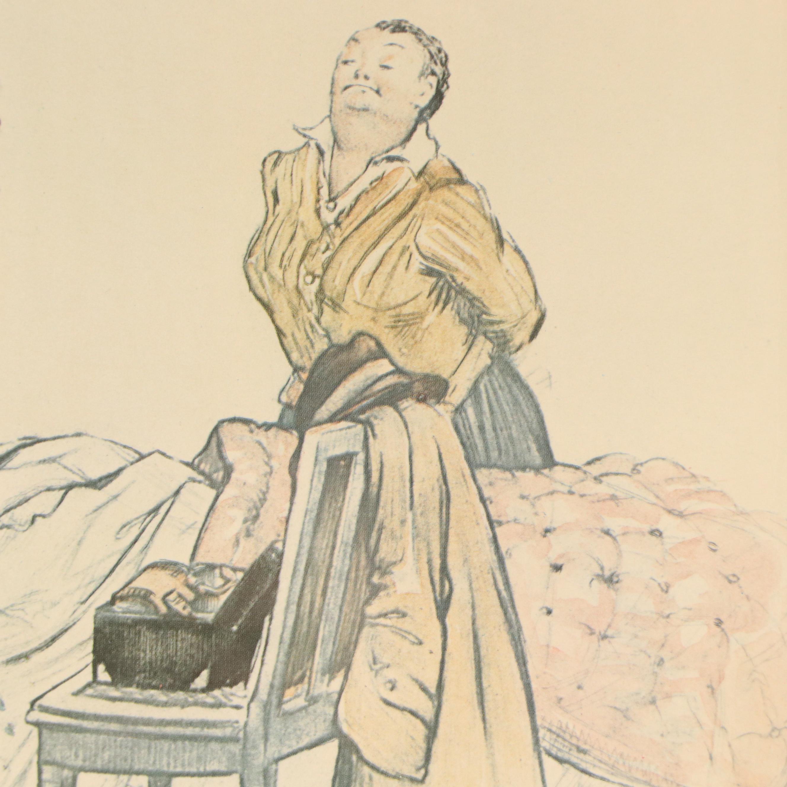 After Gaston Hoffmann Offset Lithograph "L'Ange Gardien," Late 20th Century