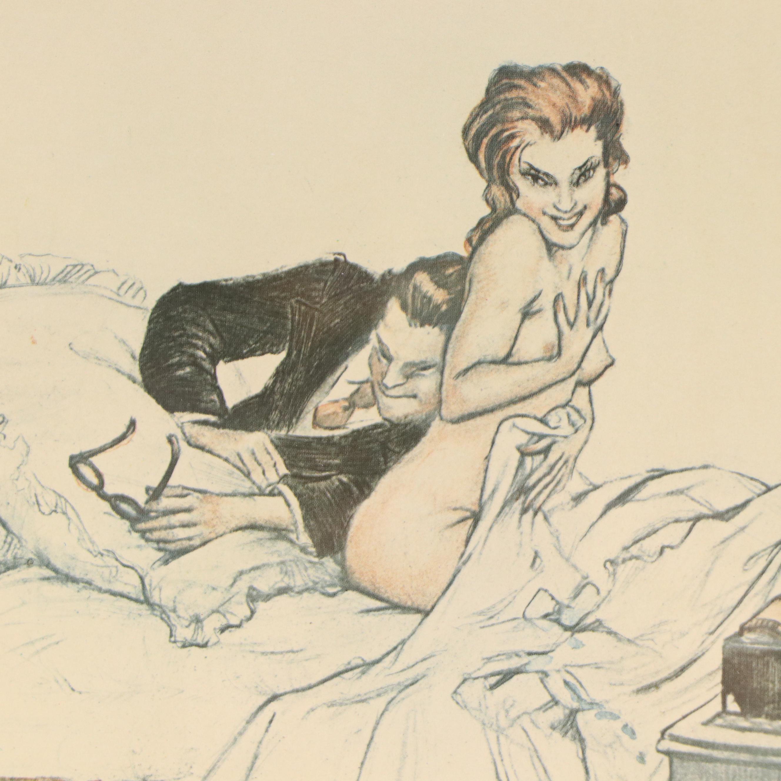 After Gaston Hoffmann Offset Lithograph "L'Ange Gardien," Late 20th Century