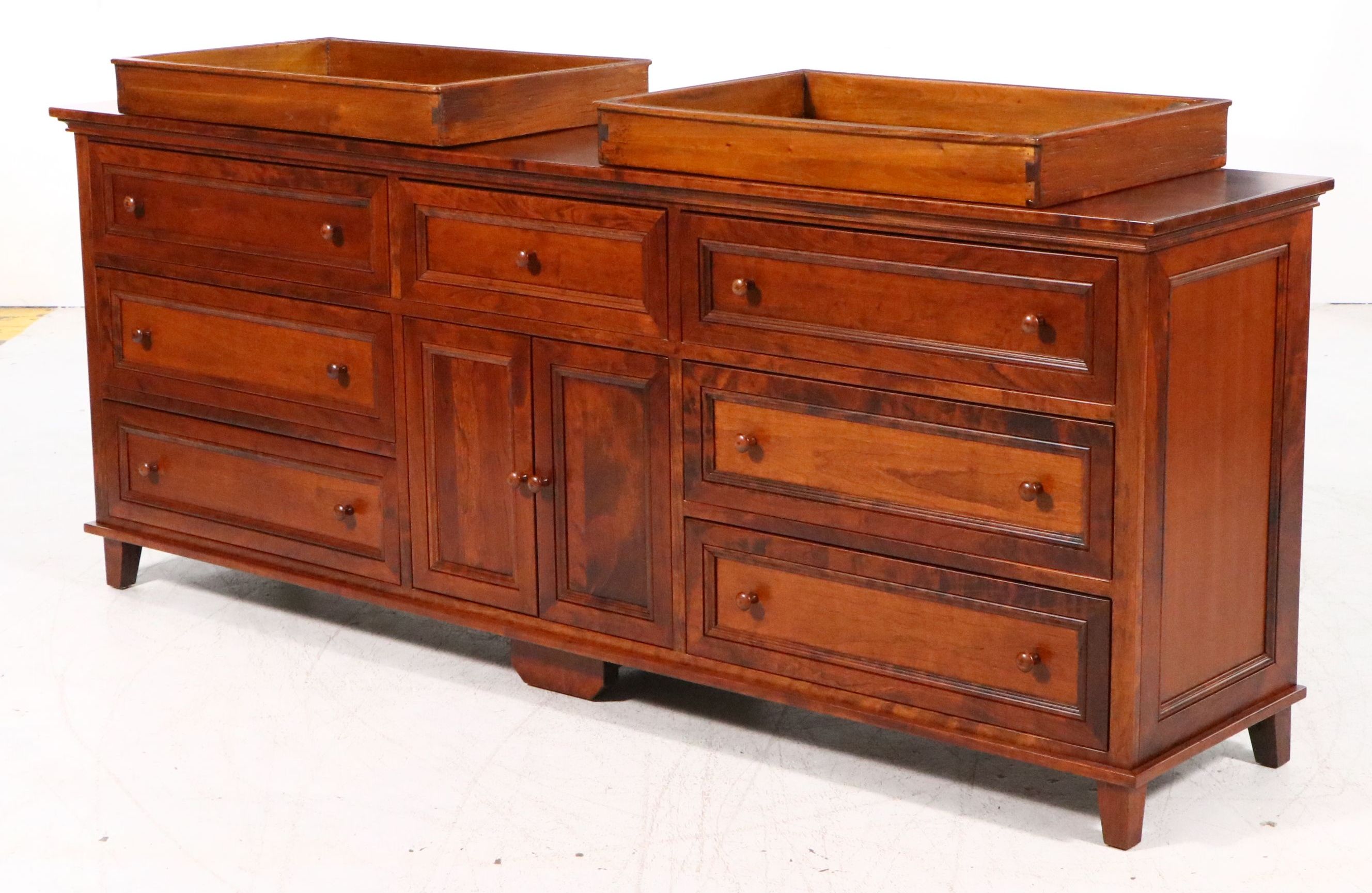 Ralph Lauren Home Georgian Style Mahogany Finish Buffet with Wooden Trays