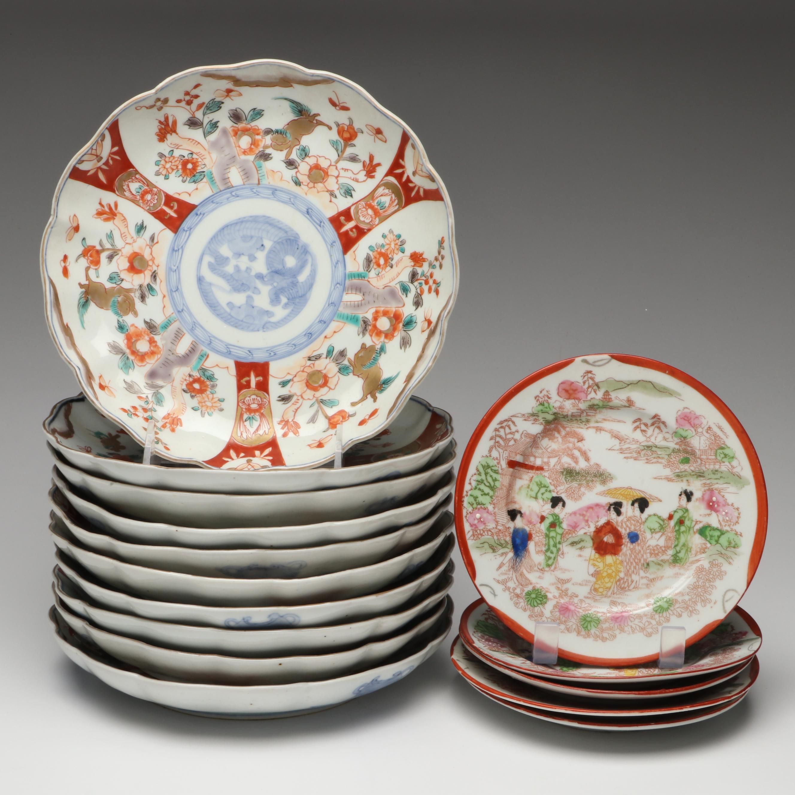 Japanese Hand-Painted Imari and Kutani Ware Porcelain Plates