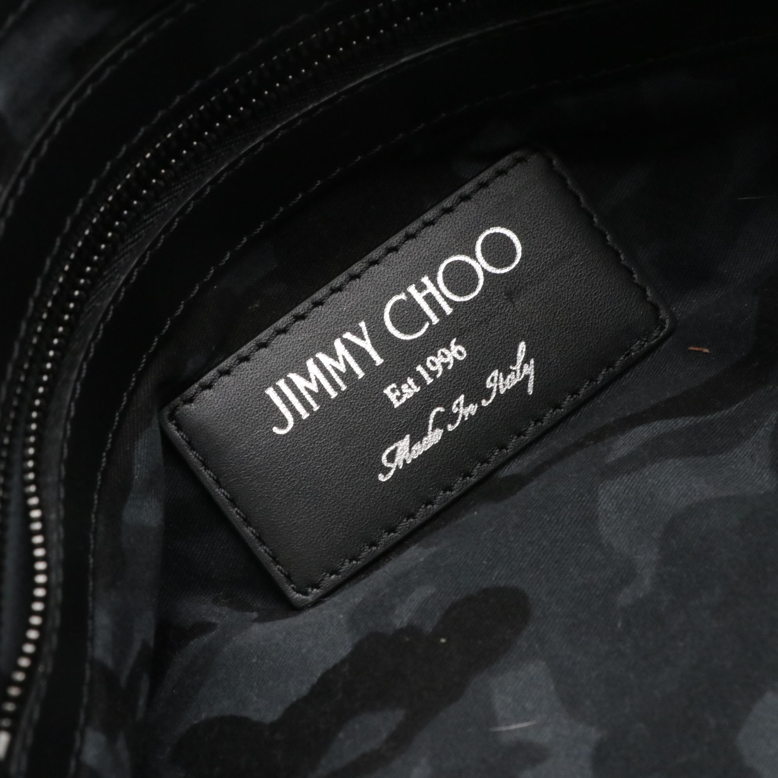 Jimmy Choo Star Studded Zip Pouch in Deep Blue Leather