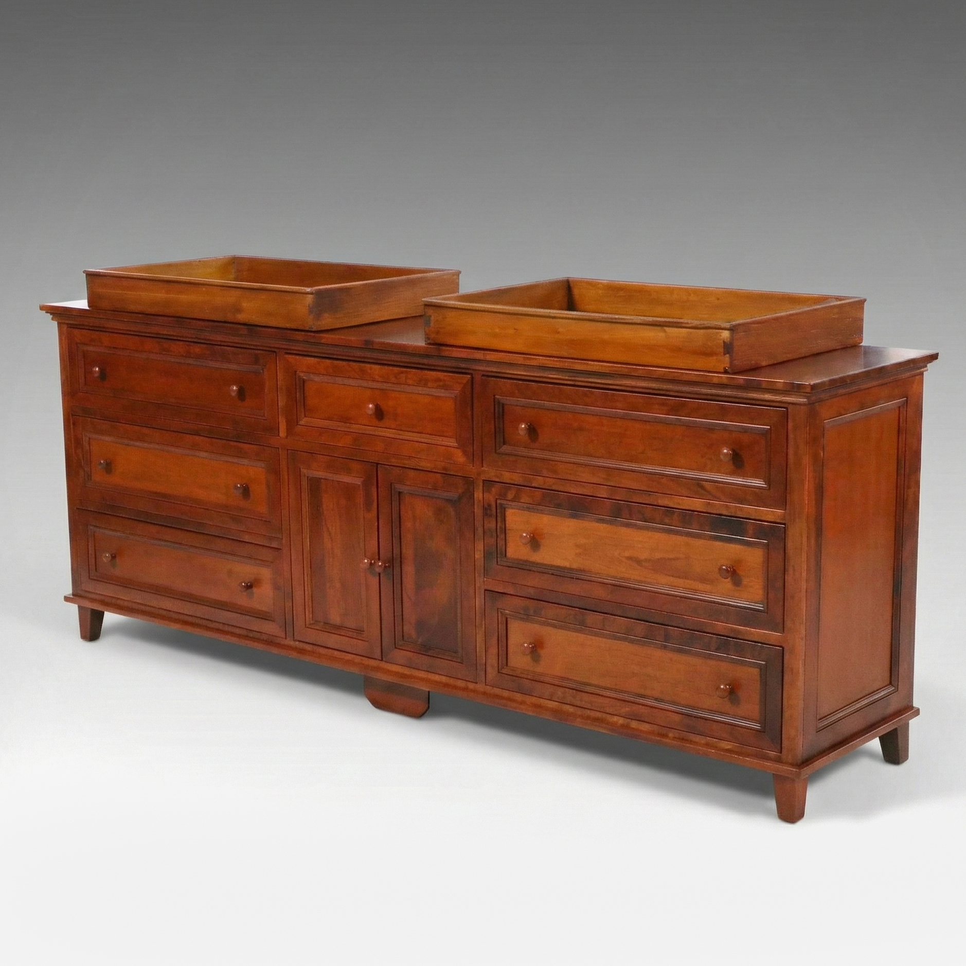 Ralph Lauren Home Georgian Style Mahogany Finish Buffet with Wooden Trays