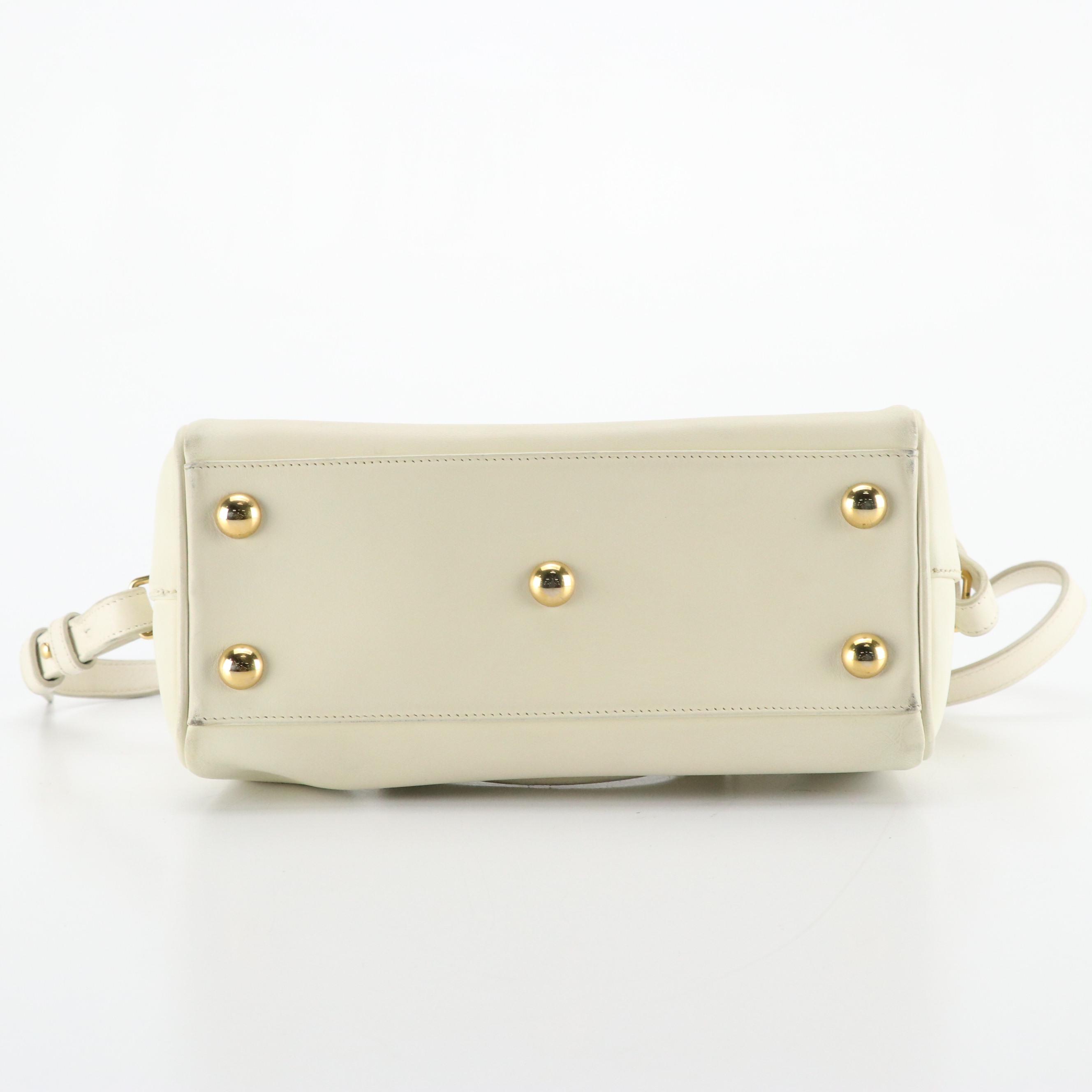 Saint Laurent Baby Duffle Two-Way Bag in White Calfskin Leather