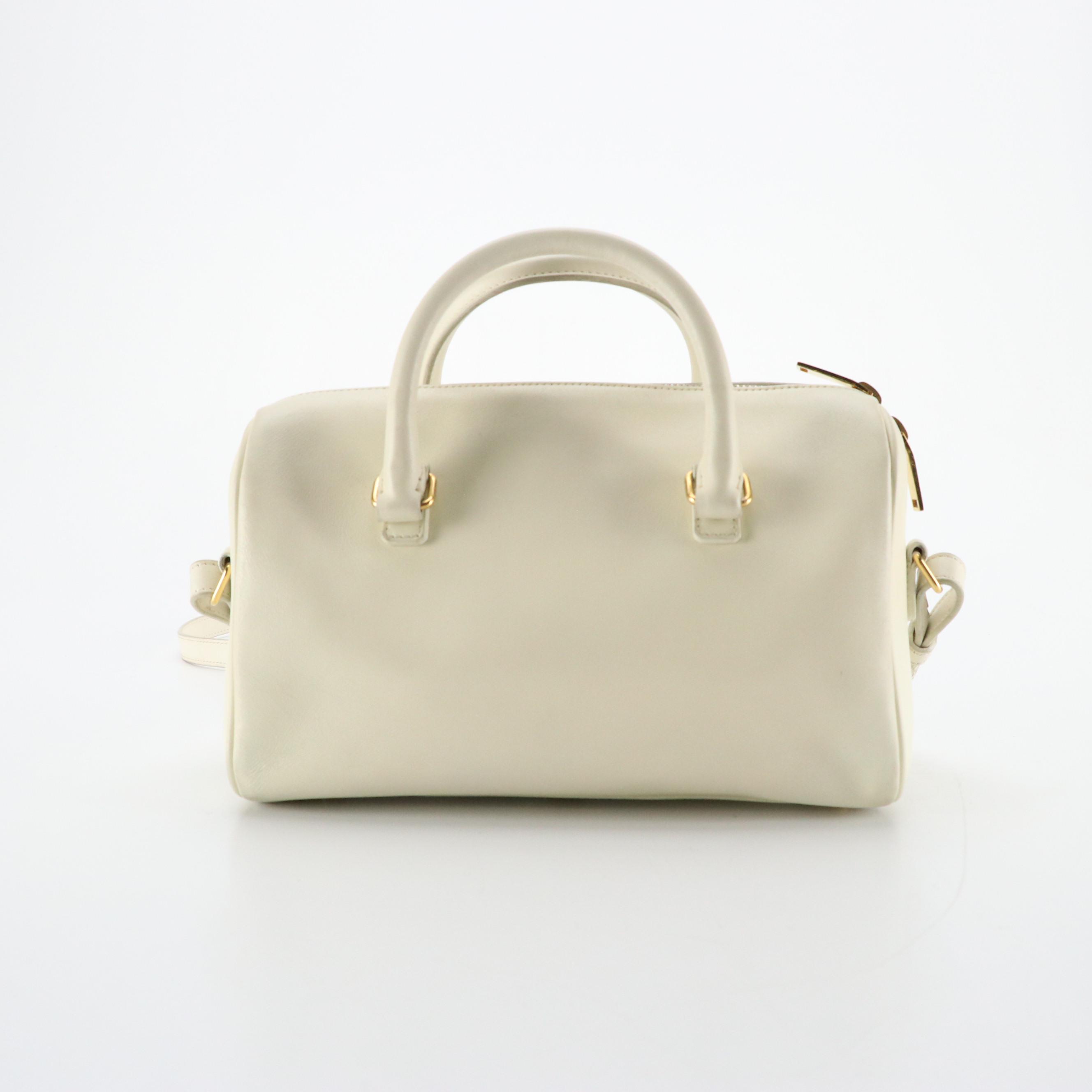 Saint Laurent Baby Duffle Two-Way Bag in White Calfskin Leather