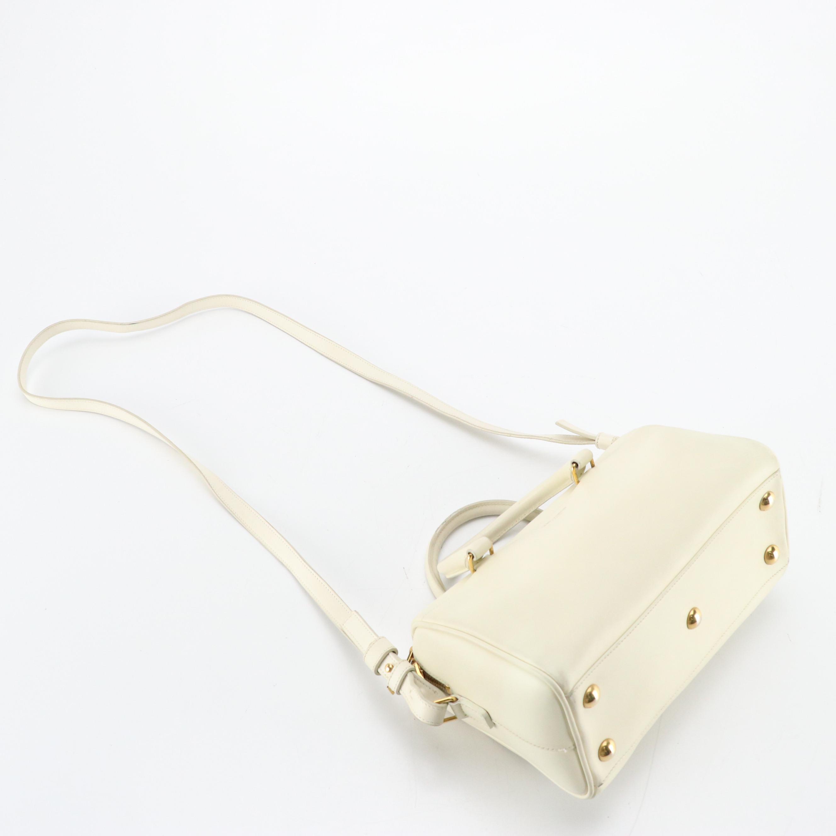 Saint Laurent Baby Duffle Two-Way Bag in White Calfskin Leather