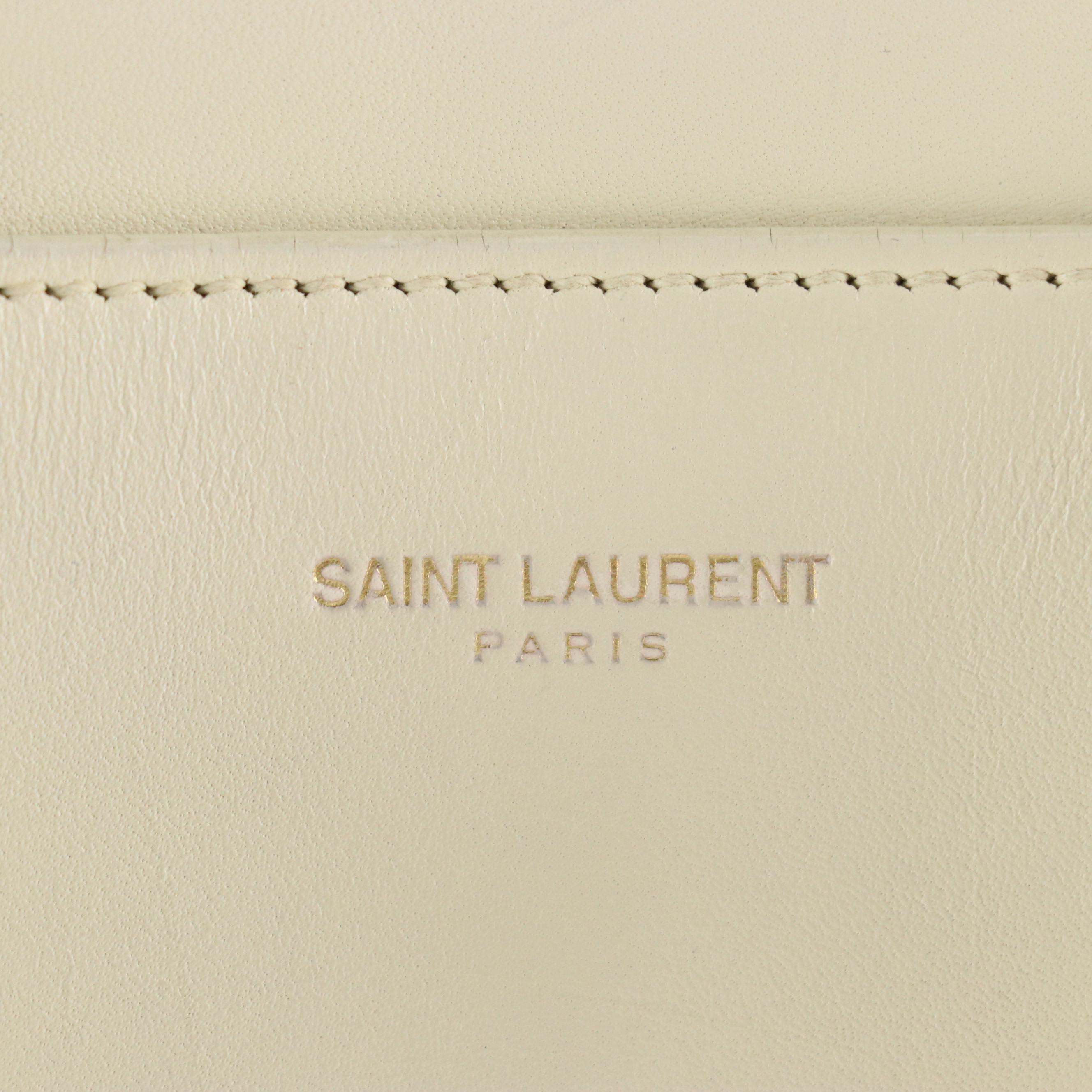 Saint Laurent Baby Duffle Two-Way Bag in White Calfskin Leather