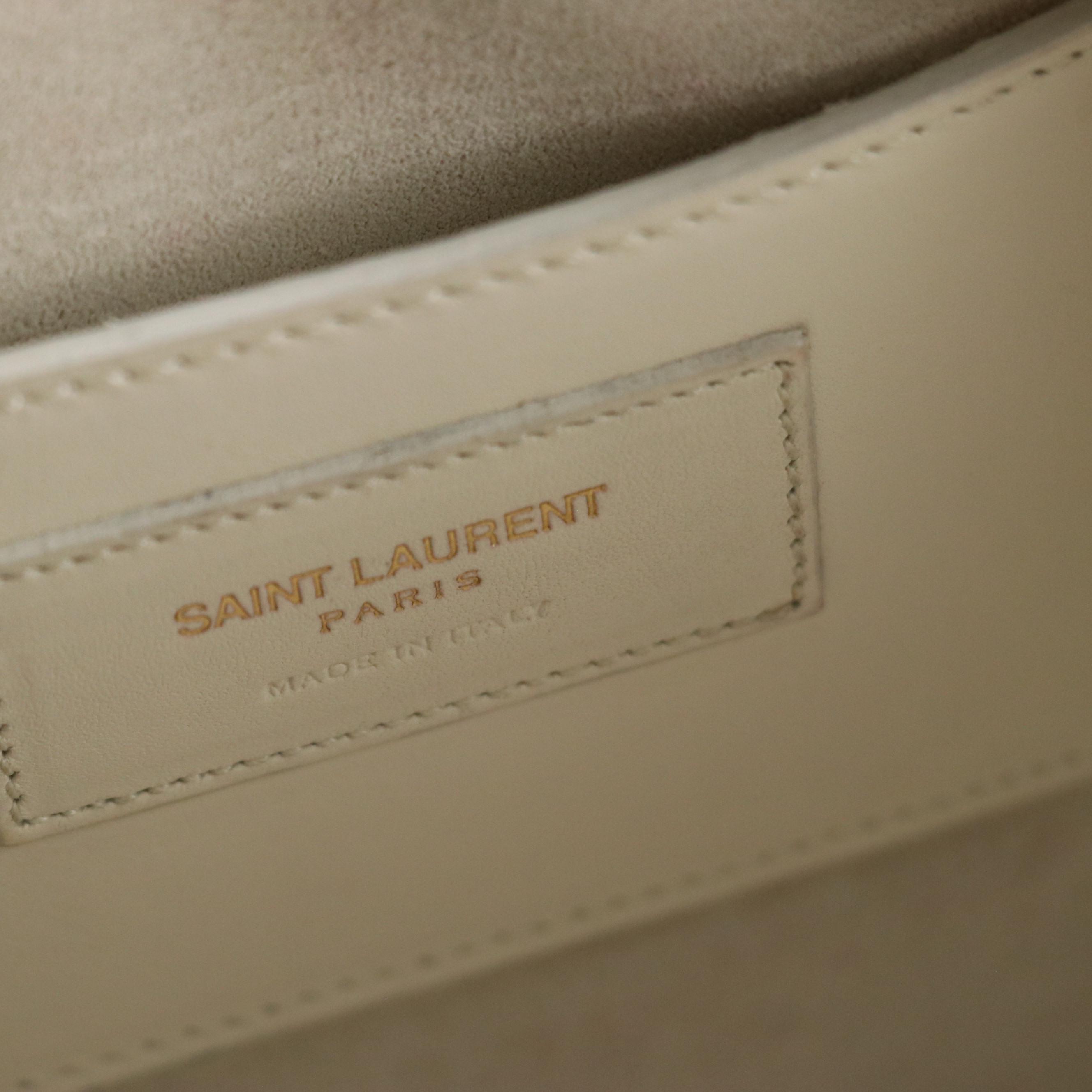 Saint Laurent Baby Duffle Two-Way Bag in White Calfskin Leather