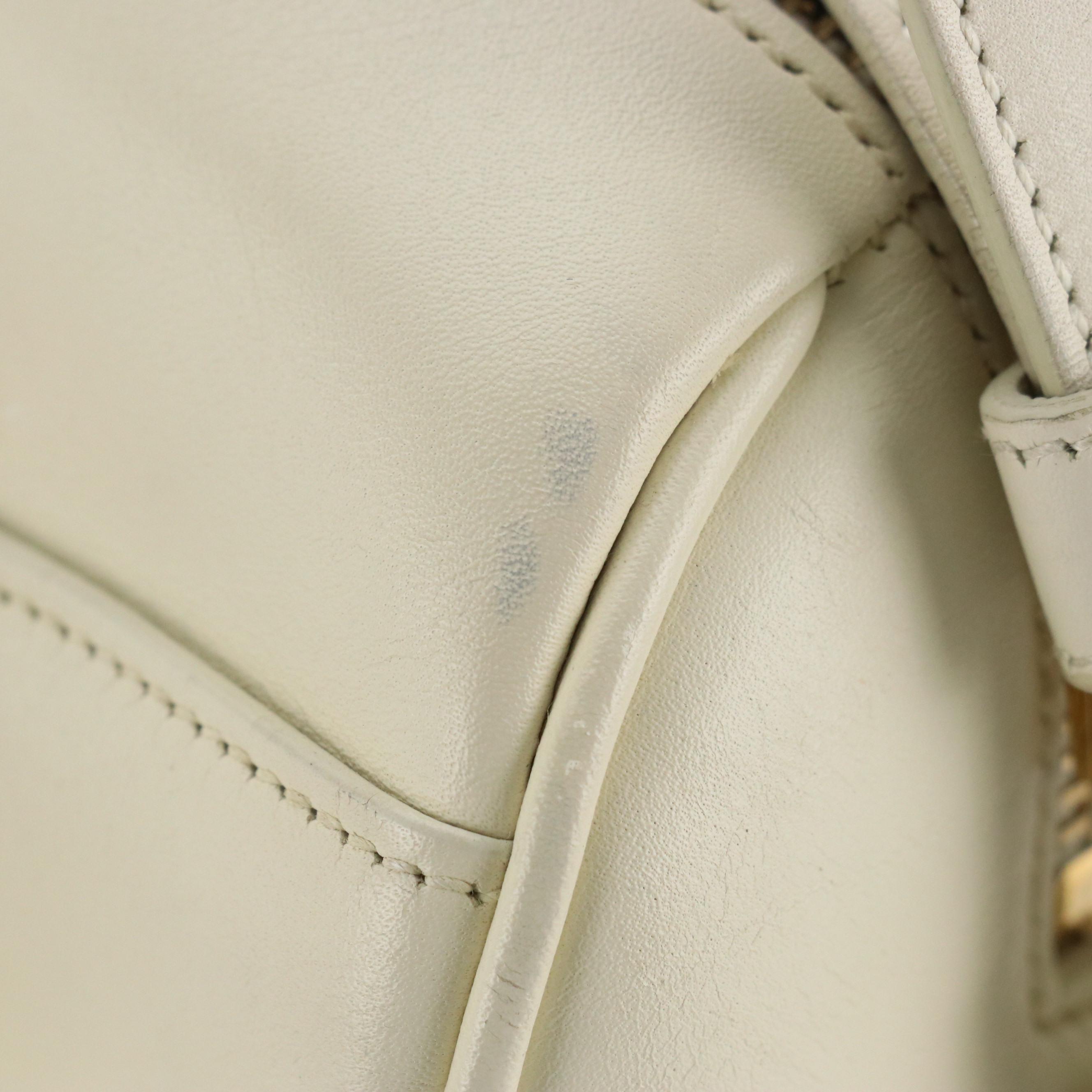 Saint Laurent Baby Duffle Two-Way Bag in White Calfskin Leather