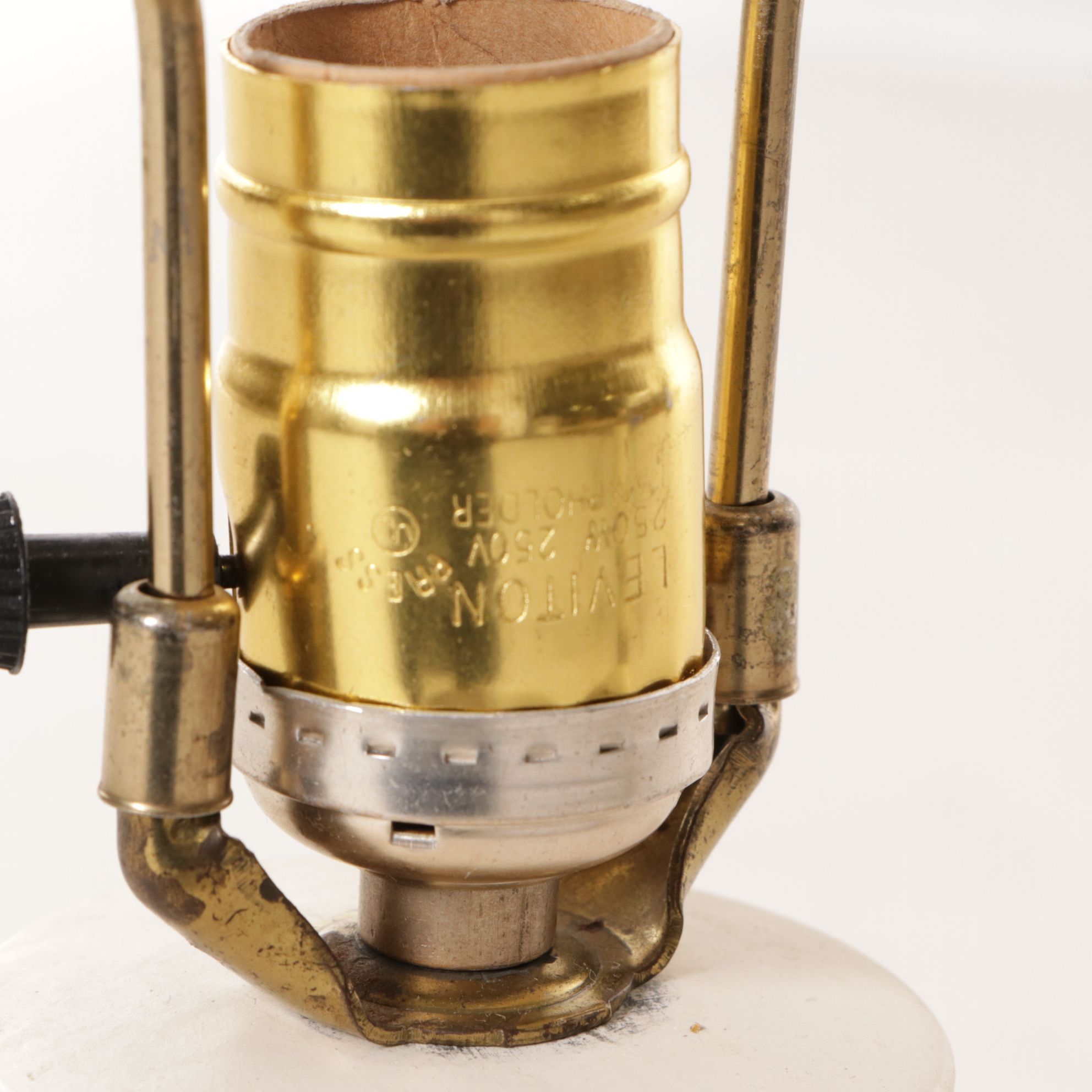 Mid Century Modern Striped Ceramic Table Lamps with Natural Fiber Pleated Shades