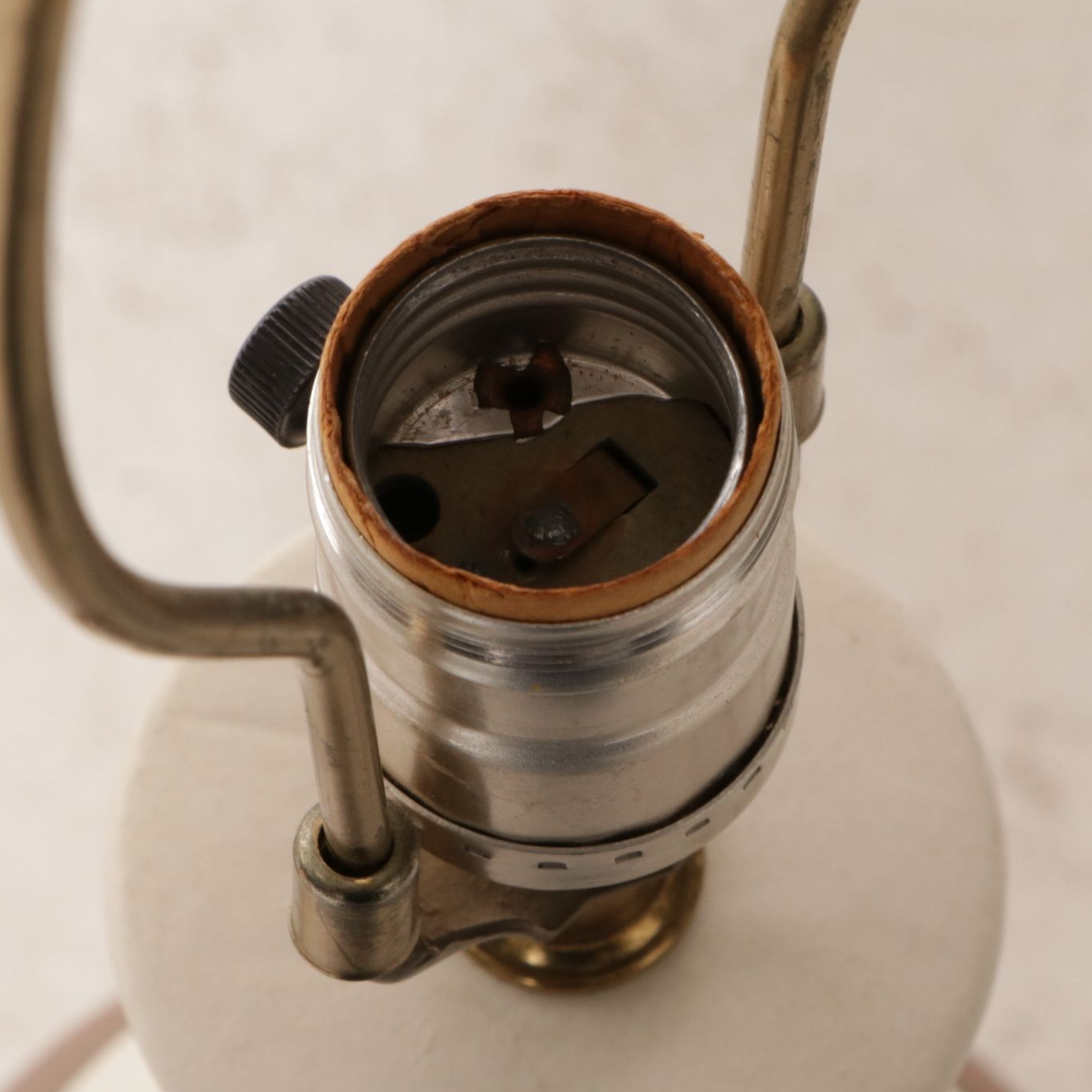 Mid Century Modern Striped Ceramic Table Lamps with Natural Fiber Pleated Shades