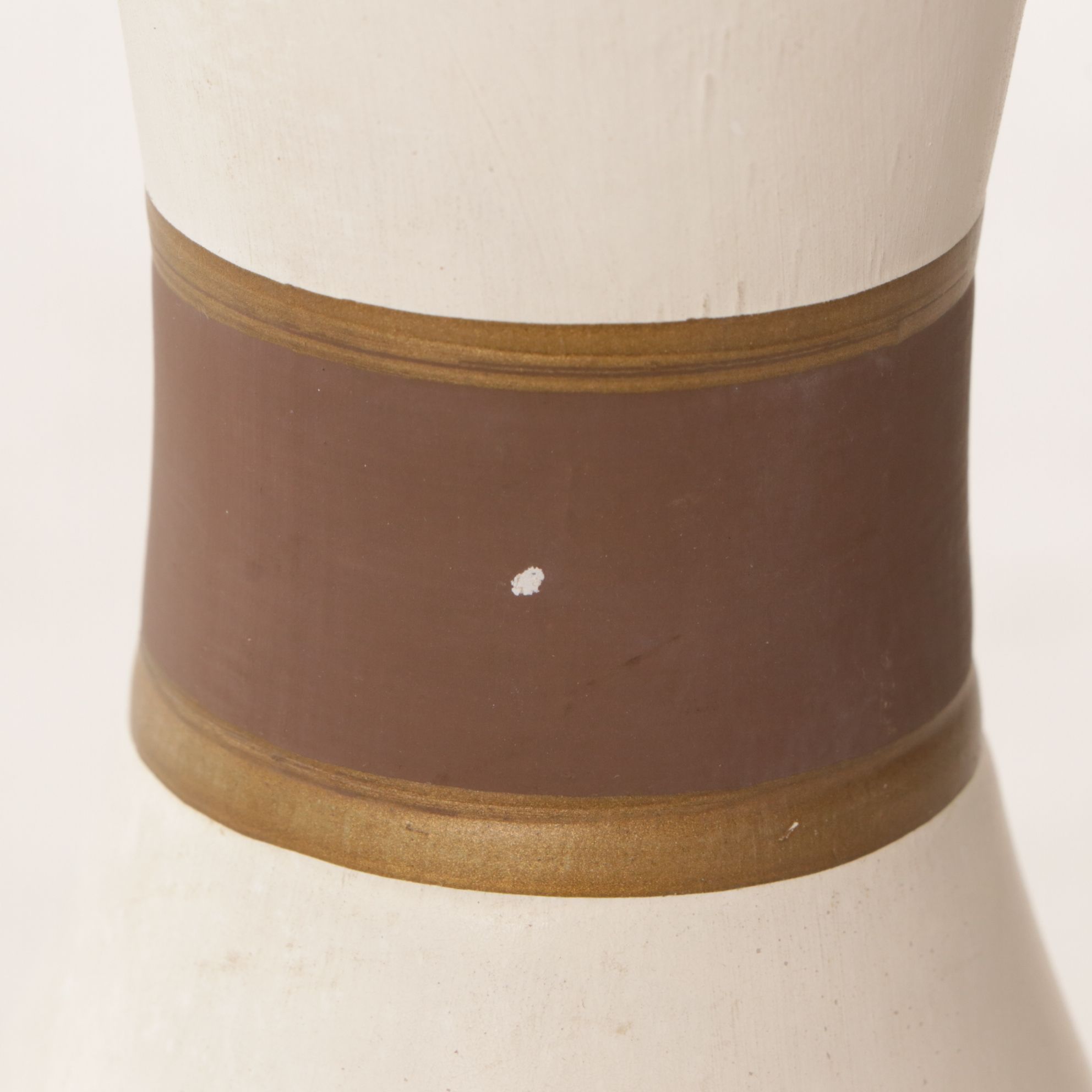 Mid Century Modern Striped Ceramic Table Lamps with Natural Fiber Pleated Shades