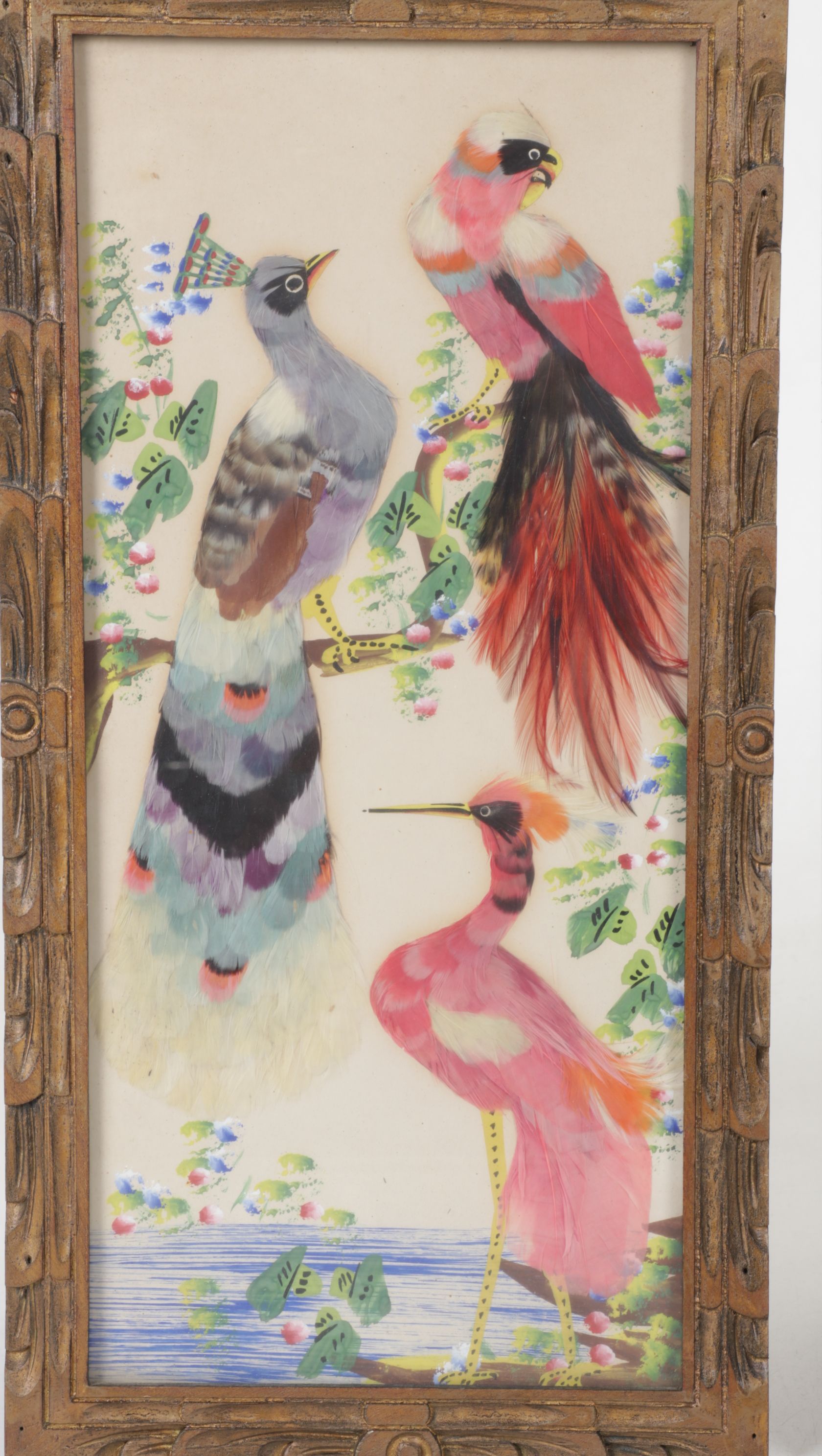 Mexican Feathercraft Compositions of Various Birds, Early to Mid-20th Century