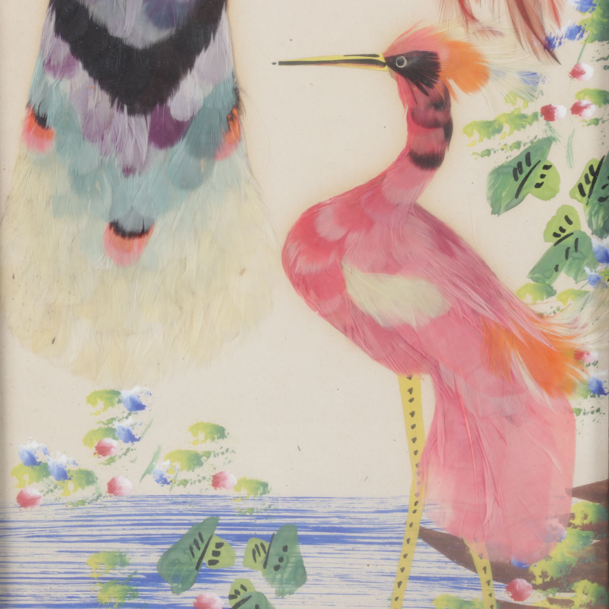 Mexican Feathercraft Compositions of Various Birds, Early to Mid-20th Century