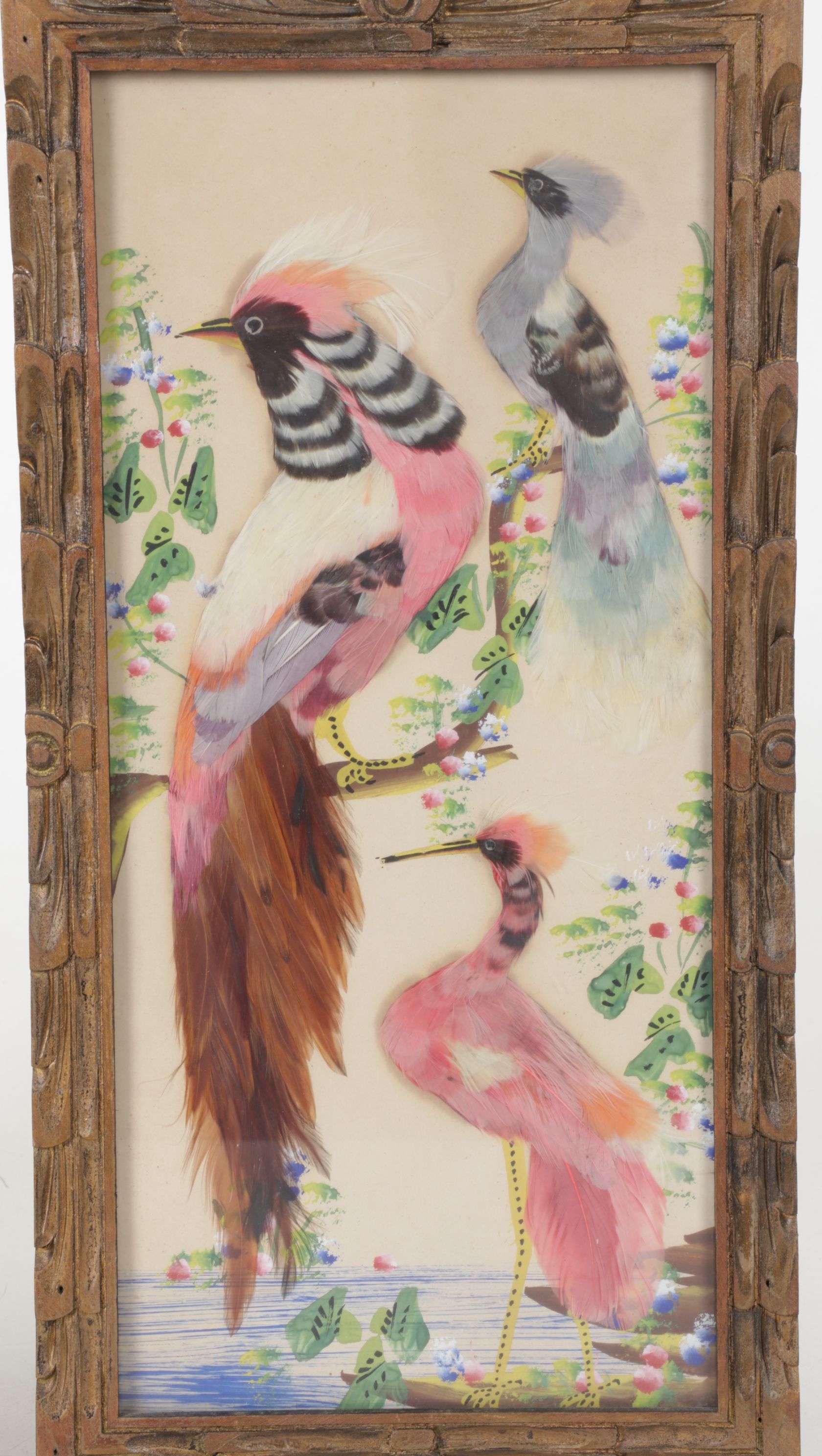 Mexican Feathercraft Compositions of Various Birds, Early to Mid-20th Century