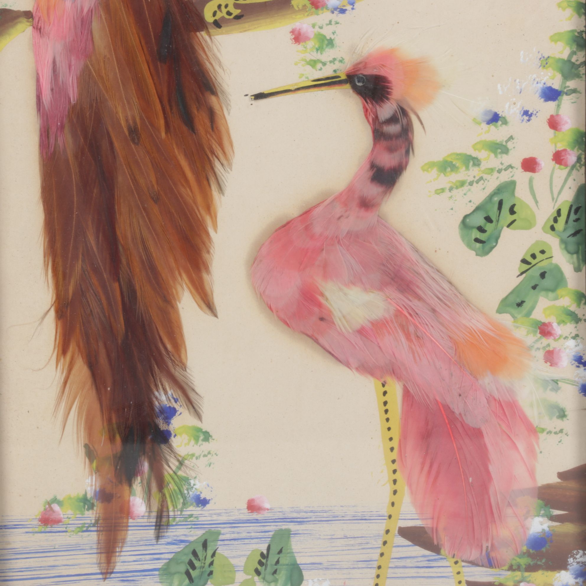 Mexican Feathercraft Compositions of Various Birds, Early to Mid-20th Century