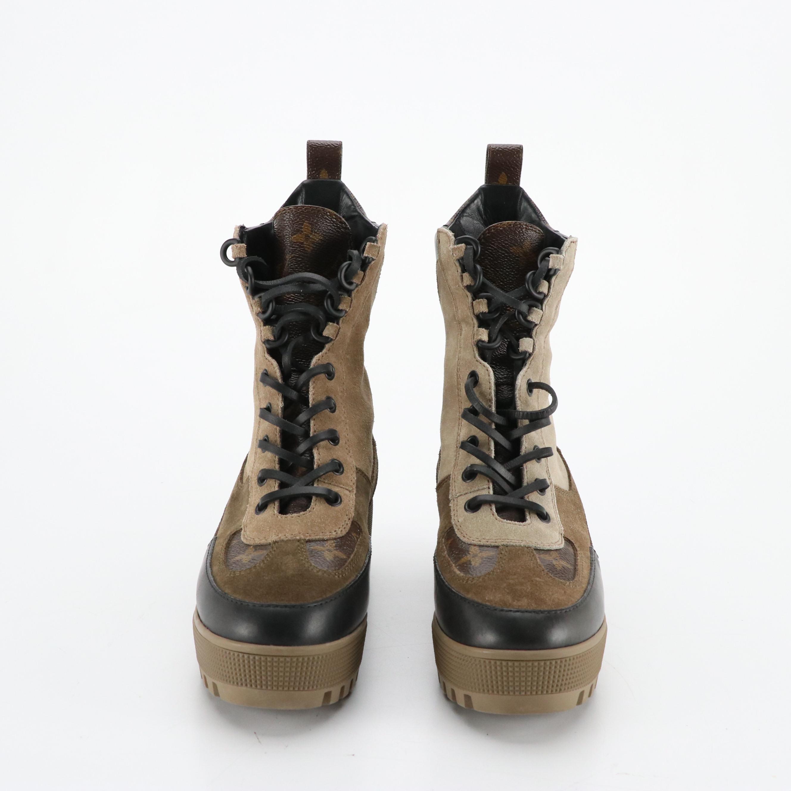 Louis Vuitton Laureate Desert Boots in Suede, Leather and Monogram Canvas