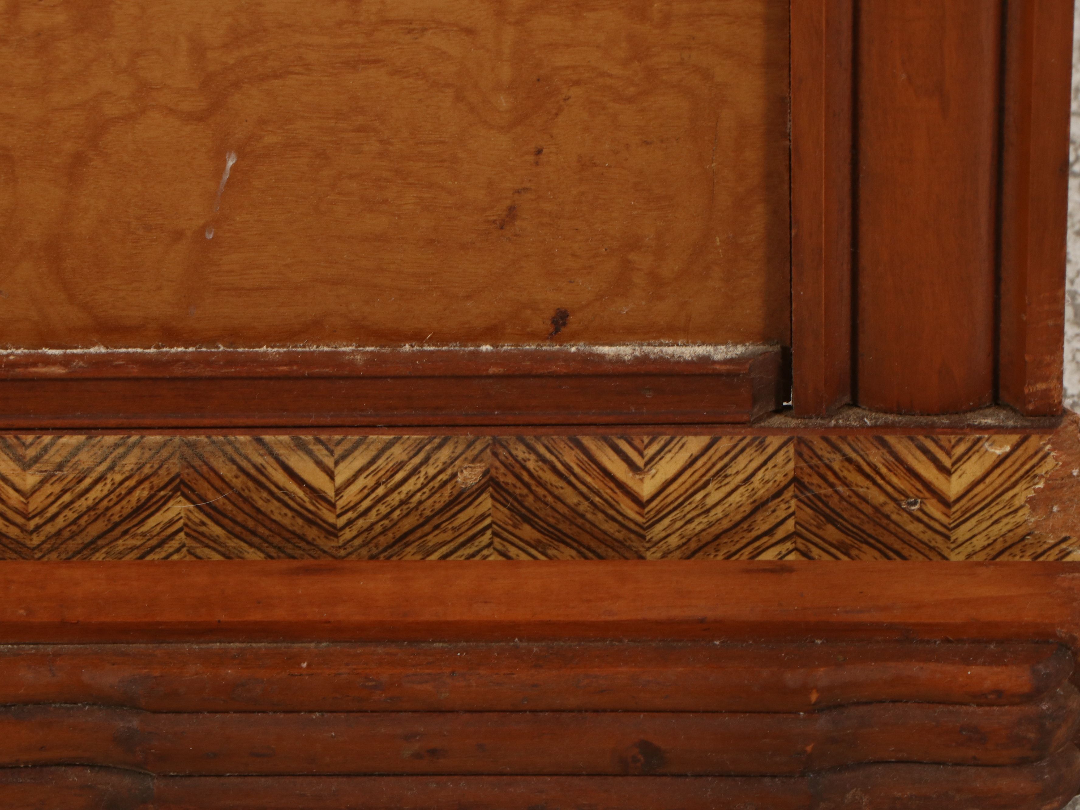 American Art Deco Style Maple and Mixed Wood Four-Poster Bed Frame