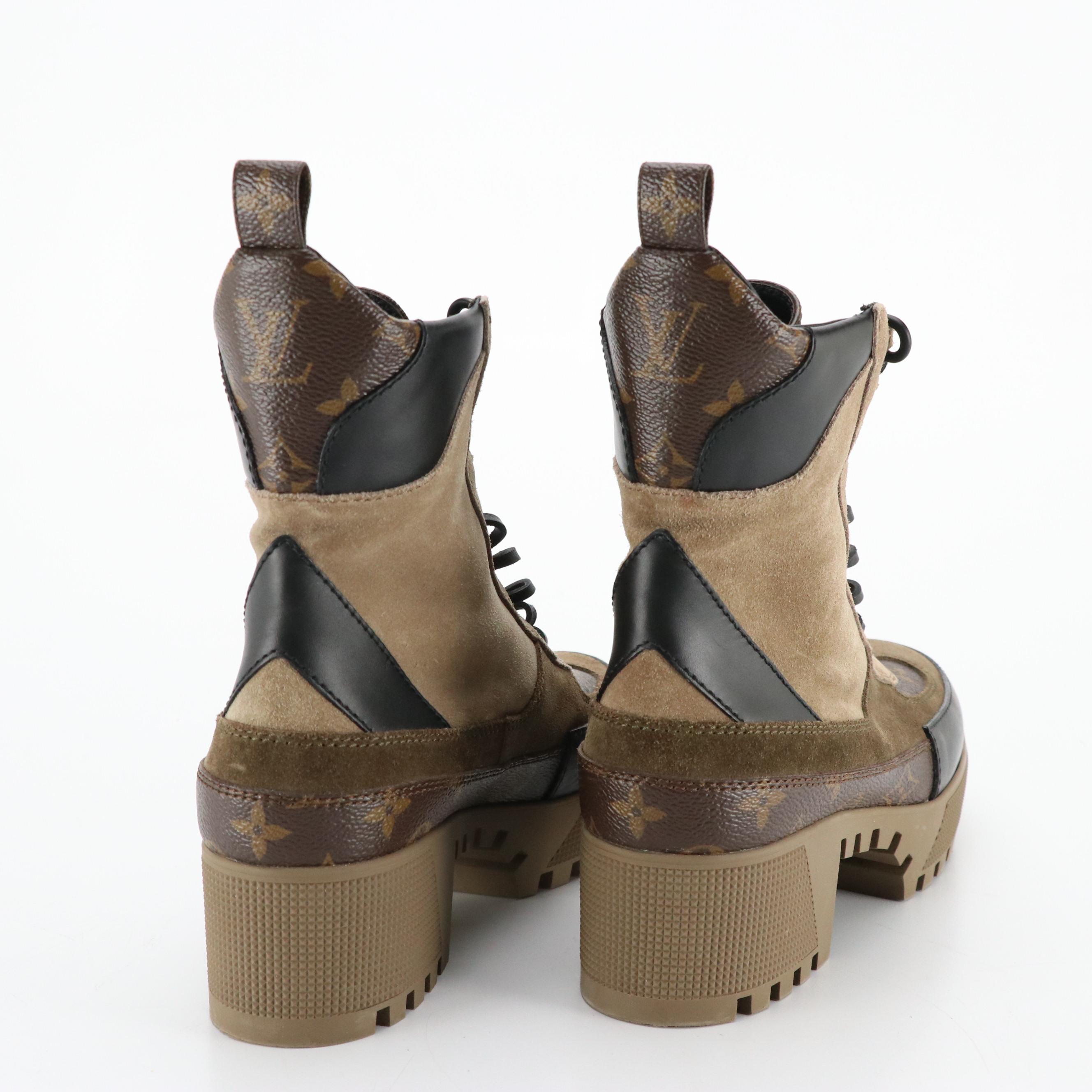 Louis Vuitton Laureate Desert Boots in Suede, Leather and Monogram Canvas