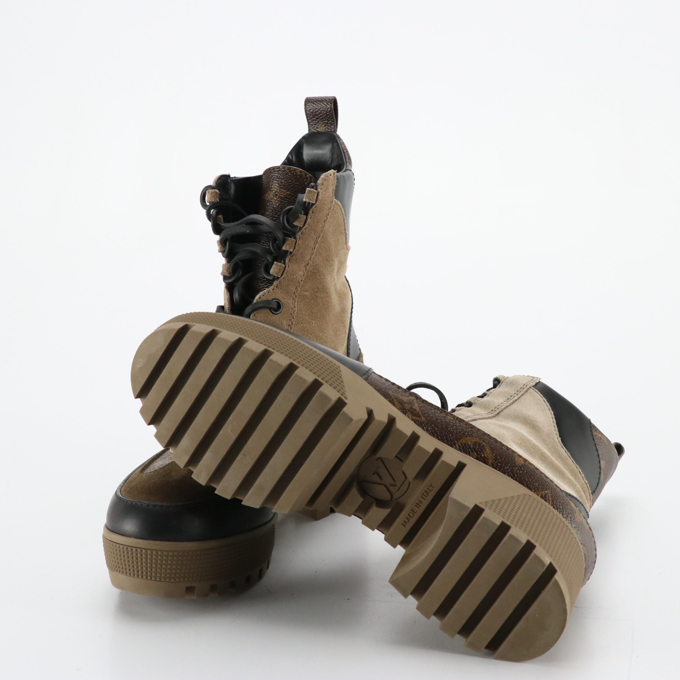 Louis Vuitton Laureate Desert Boots in Suede, Leather and Monogram Canvas