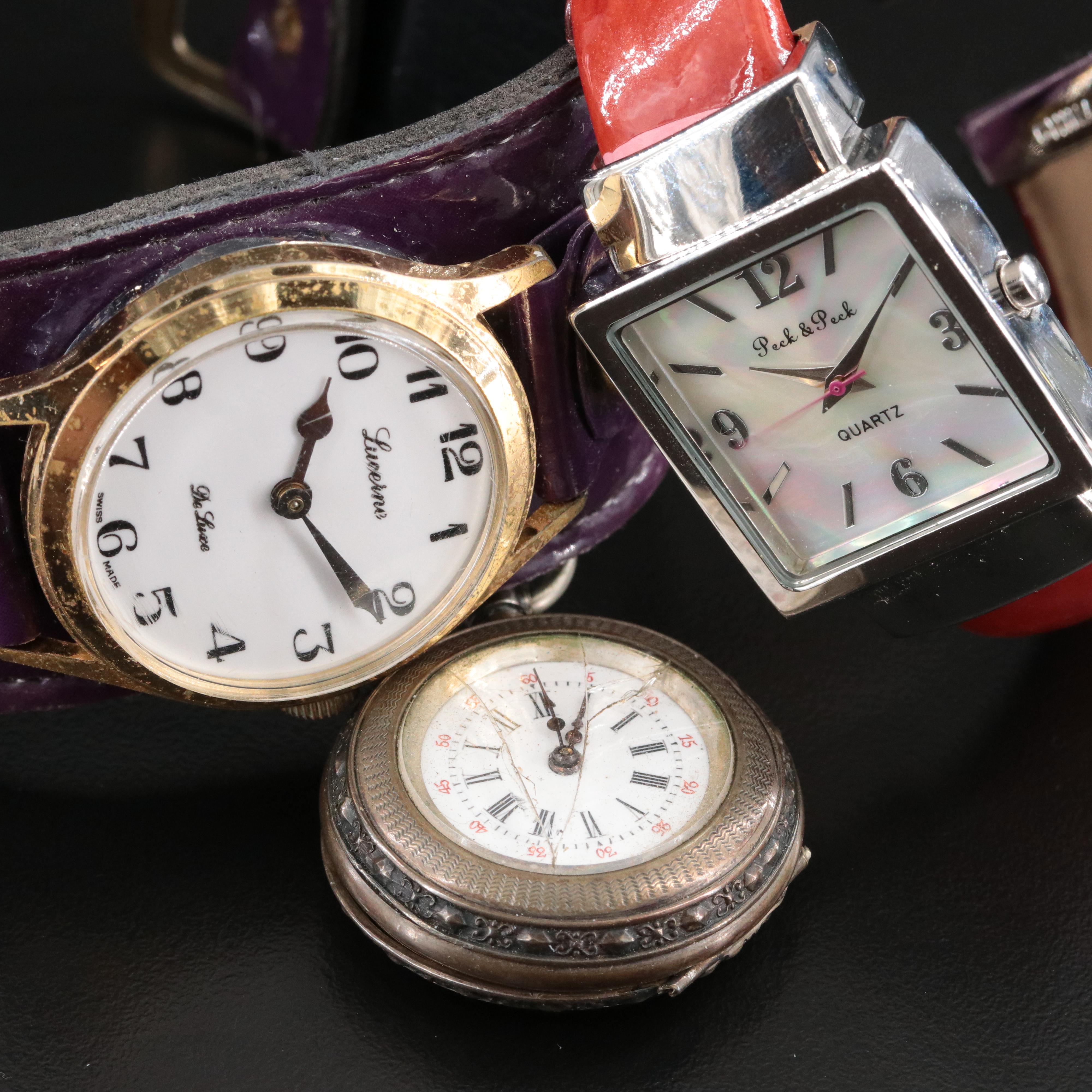 Peck & Peck Quartz, Lucerne Manual Wind and a .850 Silver Pocket Watch