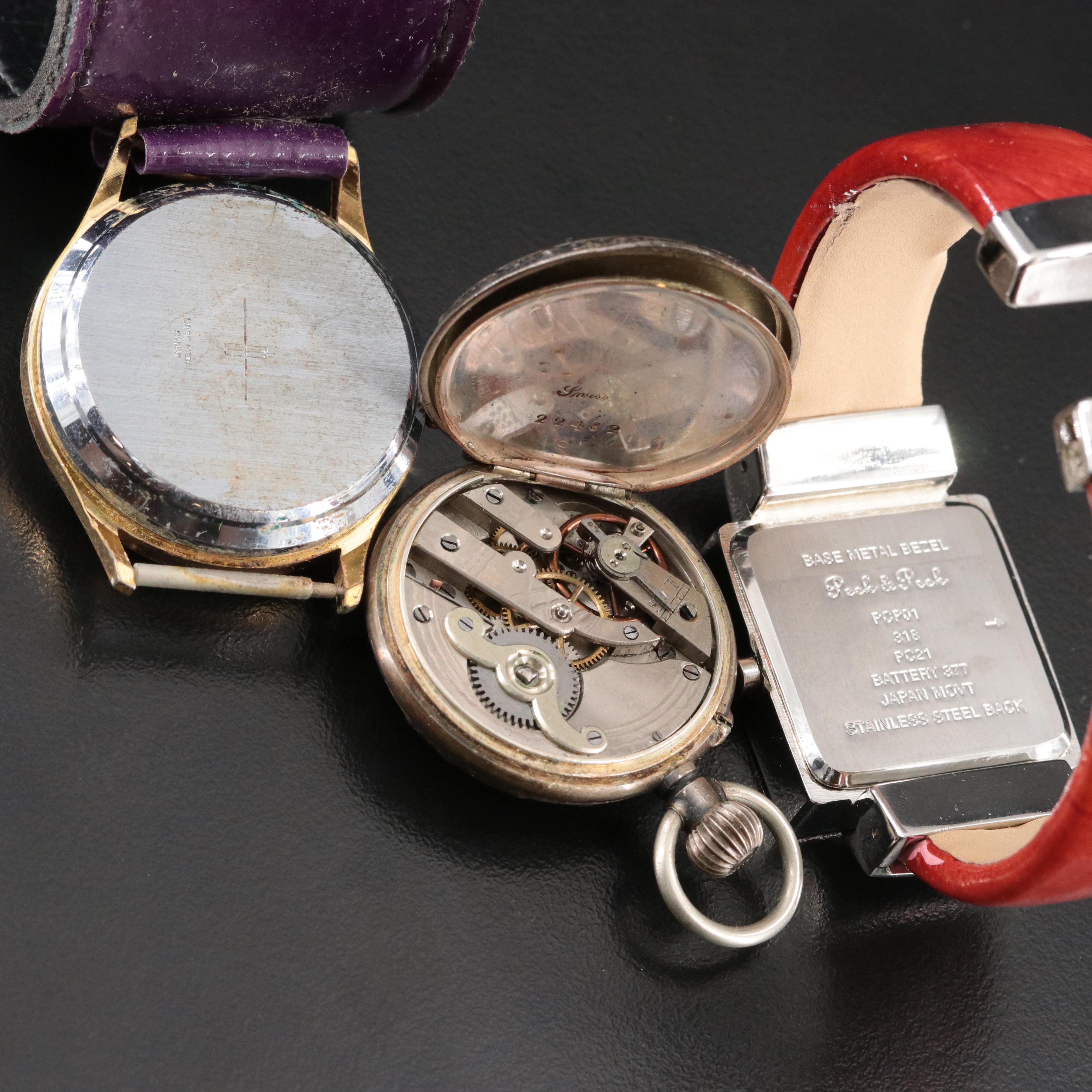 Peck & Peck Quartz, Lucerne Manual Wind and a .850 Silver Pocket Watch