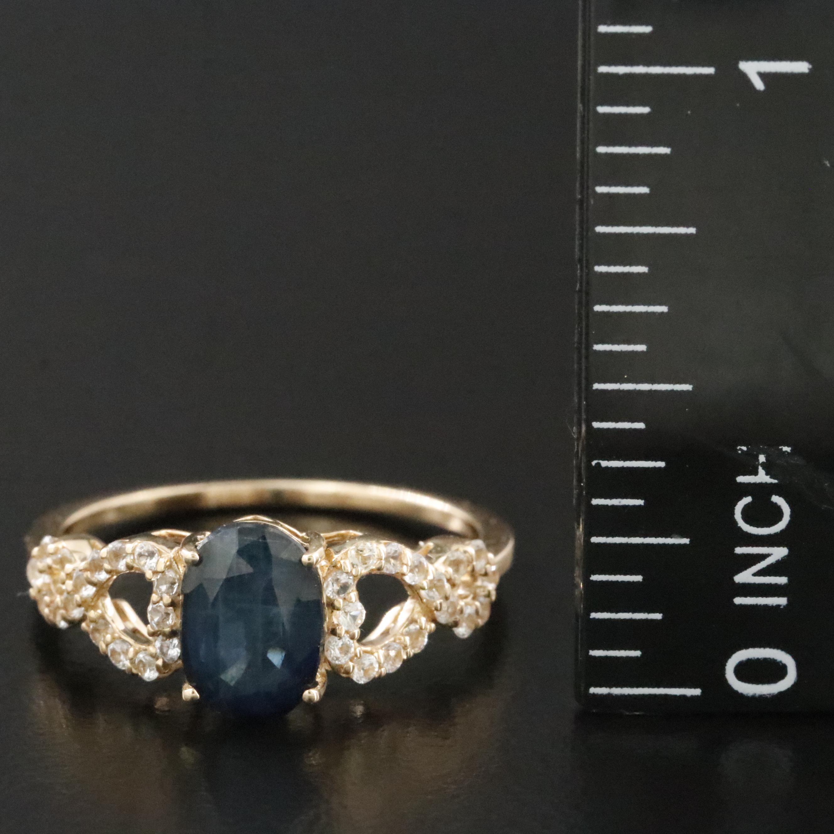 14K 1.71 CT Sapphire and White Sapphire Ring with IGI Jewelry Report