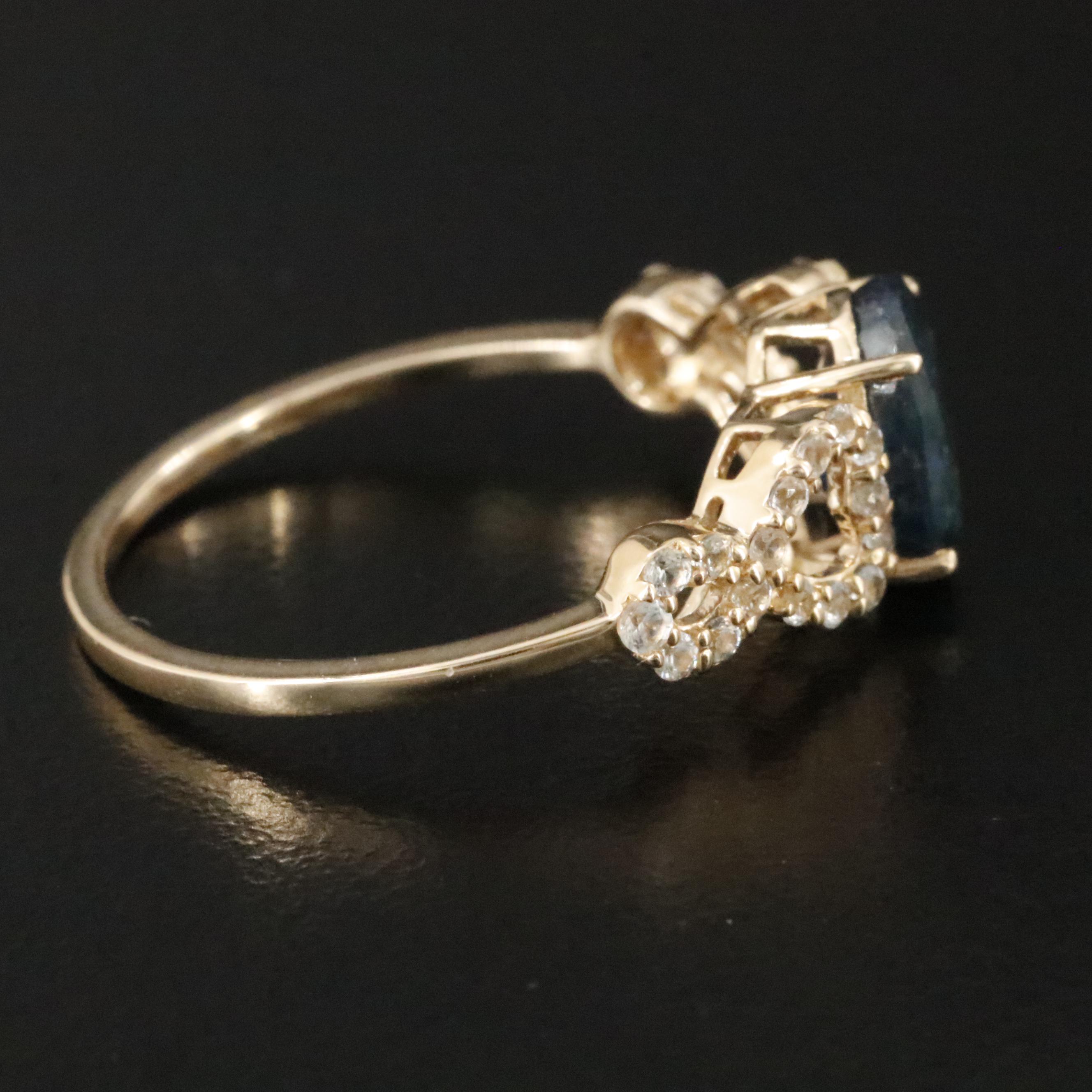 14K 1.71 CT Sapphire and White Sapphire Ring with IGI Jewelry Report