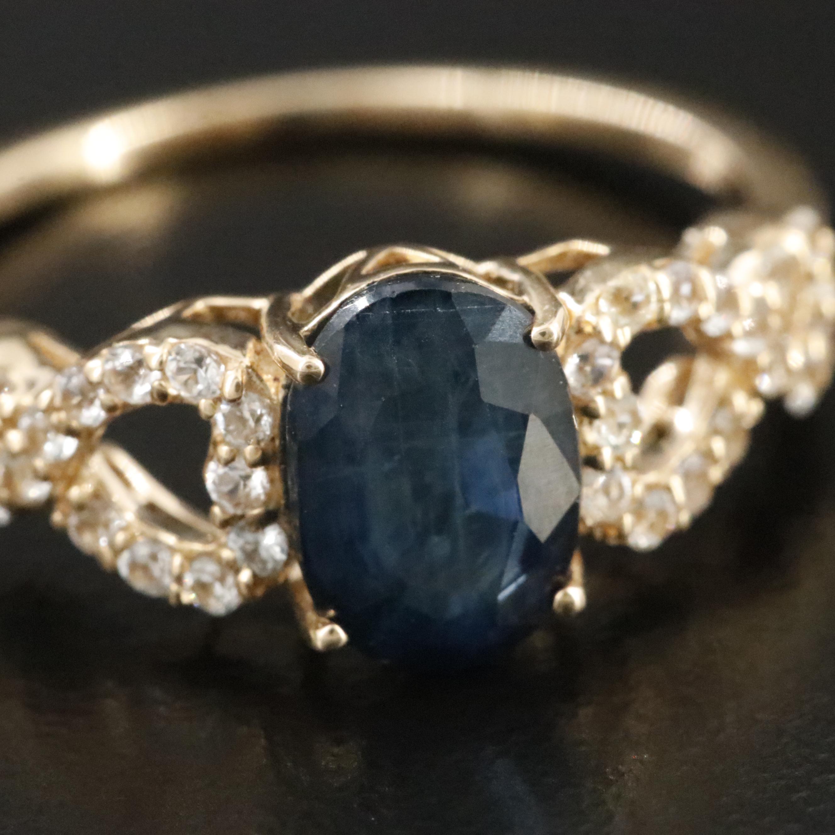 14K 1.71 CT Sapphire and White Sapphire Ring with IGI Jewelry Report