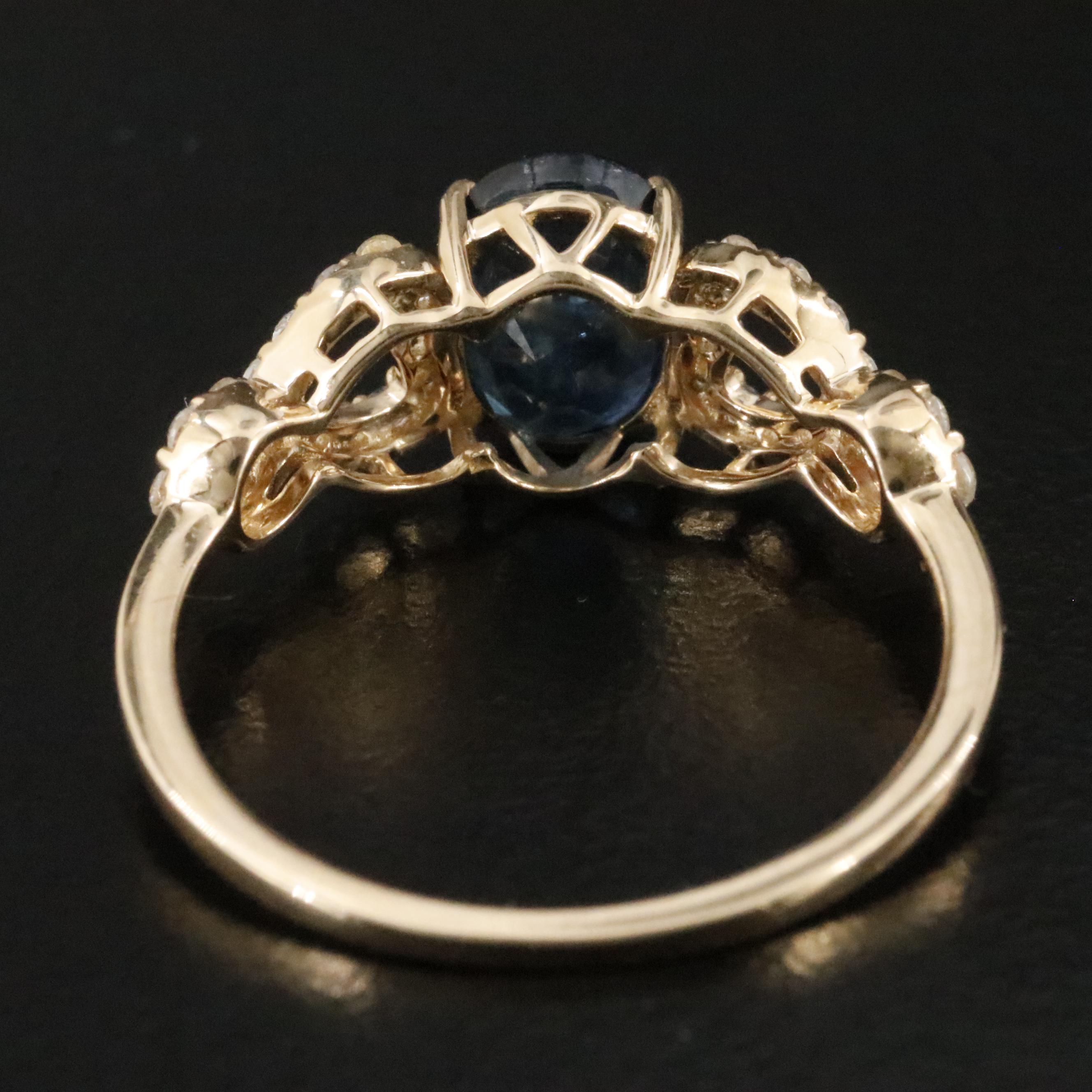 14K 1.71 CT Sapphire and White Sapphire Ring with IGI Jewelry Report