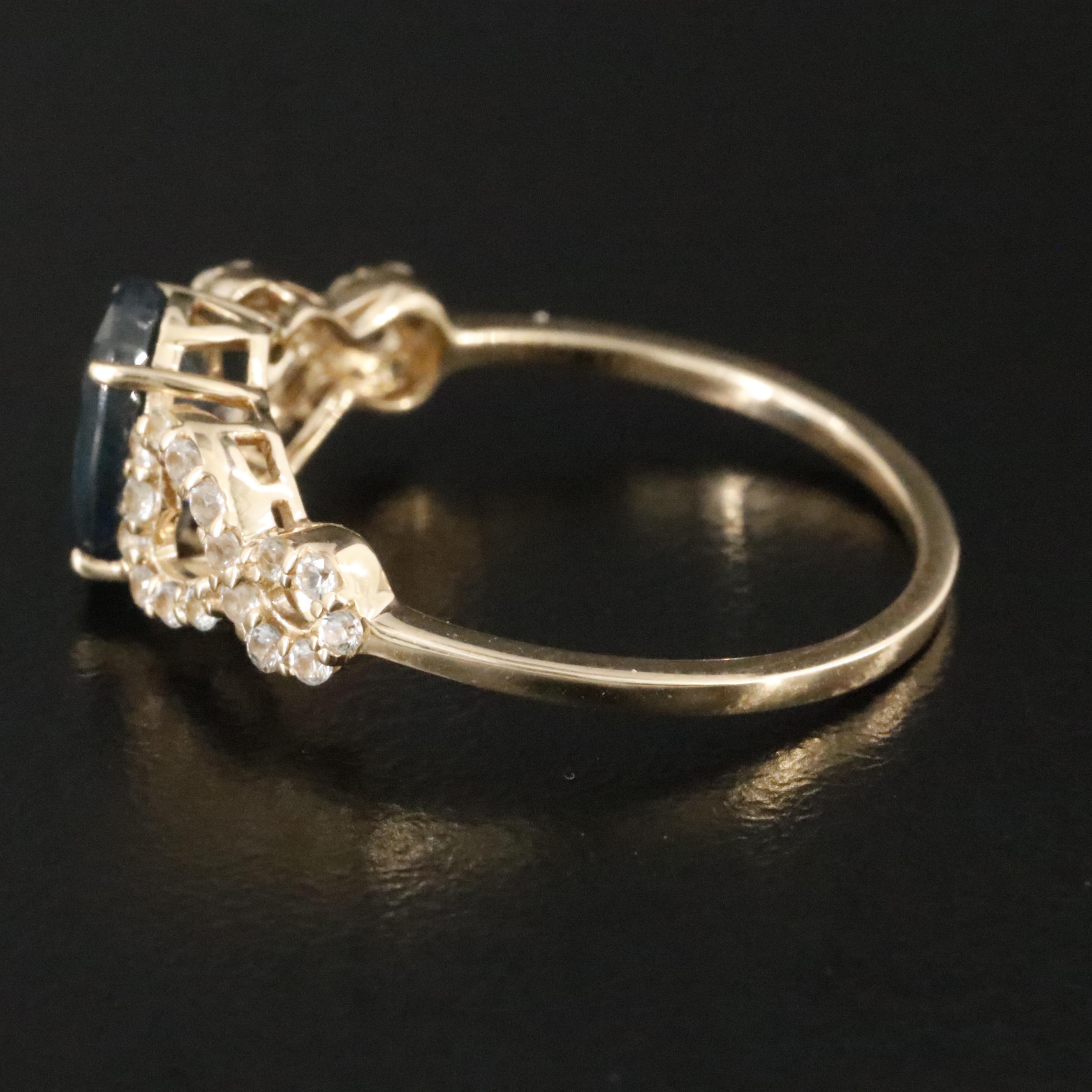 14K 1.71 CT Sapphire and White Sapphire Ring with IGI Jewelry Report