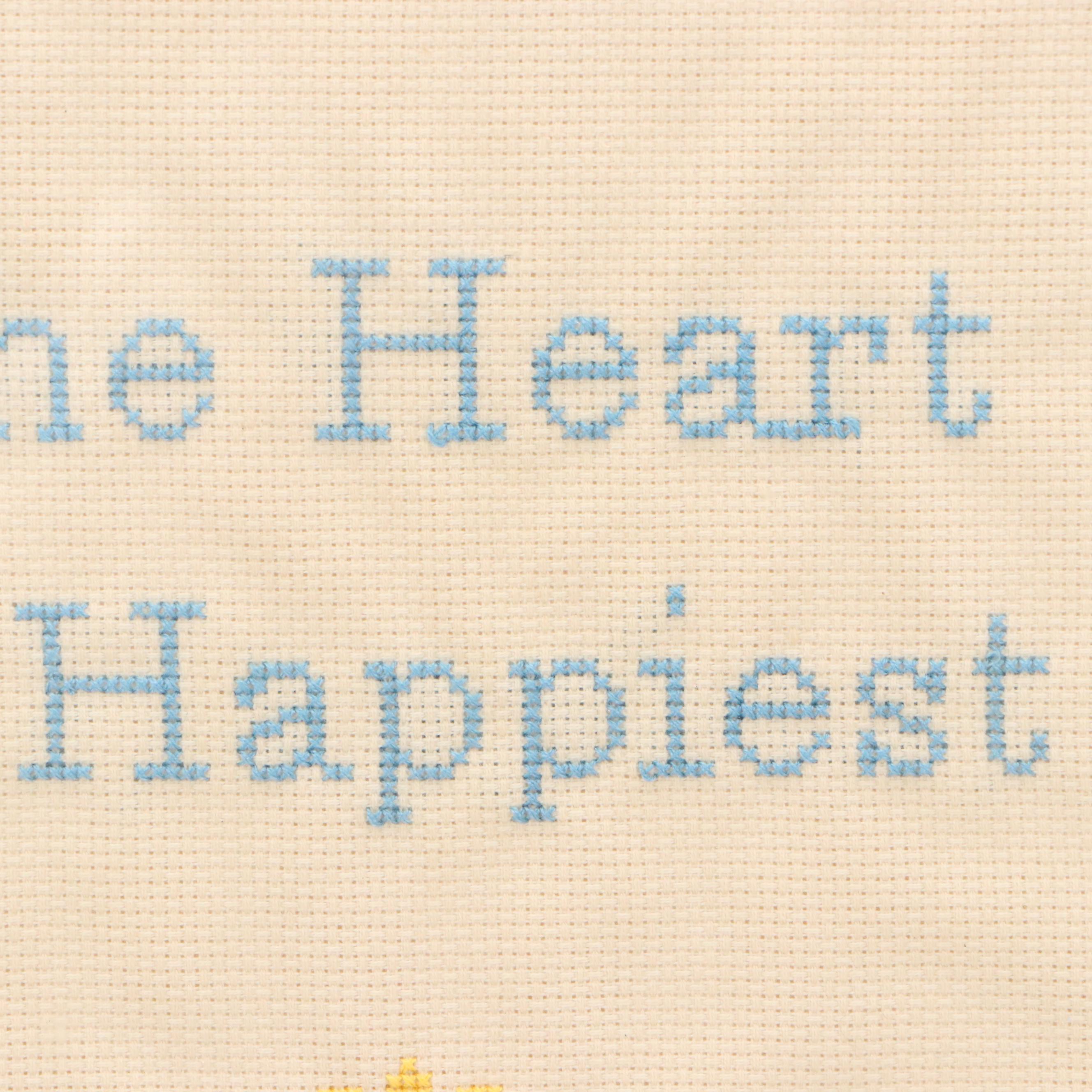 Cross-Stitch Verse Floral Border, Mid to Late 20th Century