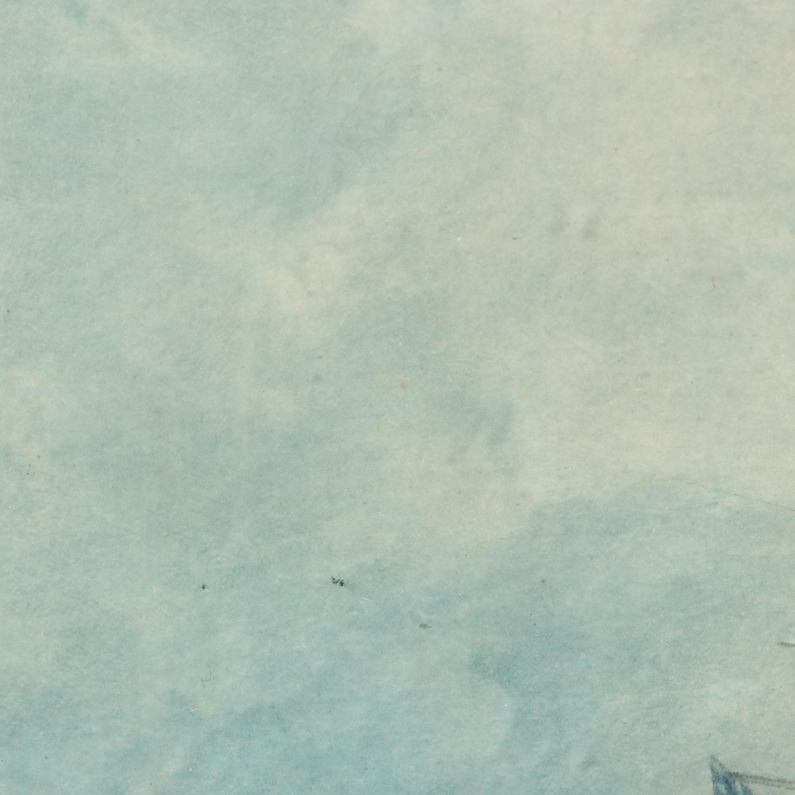 Rotogravure of Large Sailing Ship, Early 20th Century