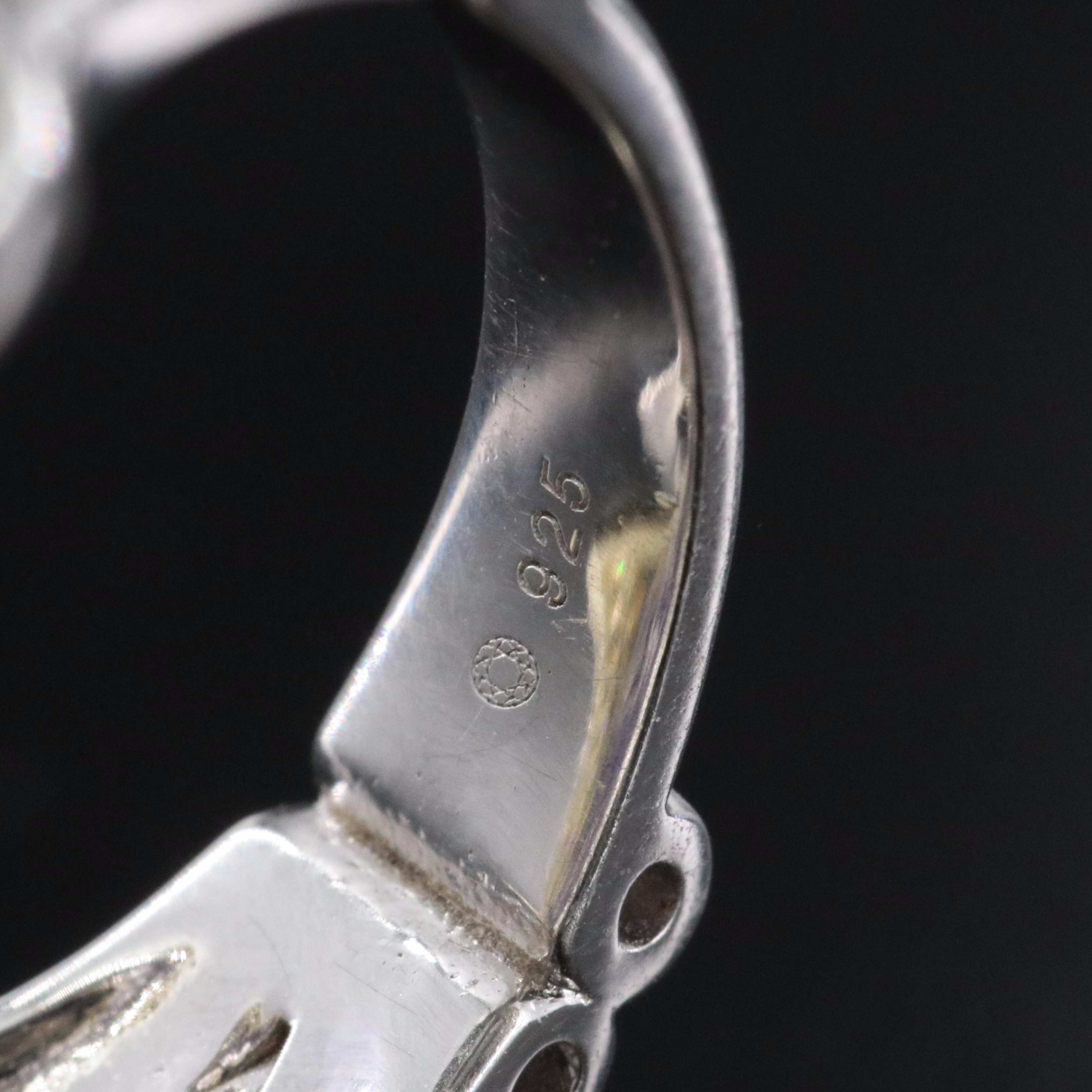 Sterling Jadeite and White Zircon Ring