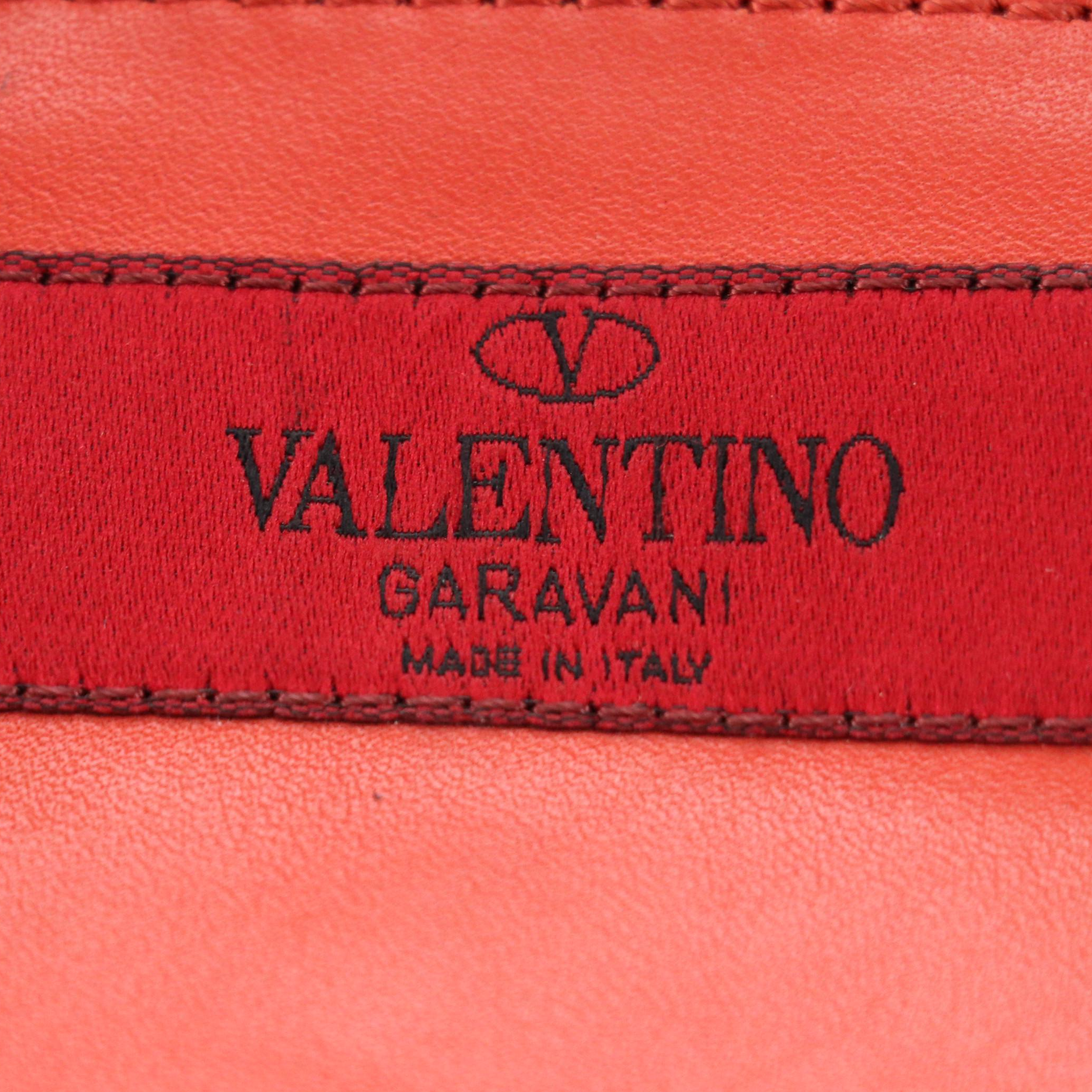 Valentino Garavani Mini Rockstud Two-Way Tote in Coral Calfskin Leather