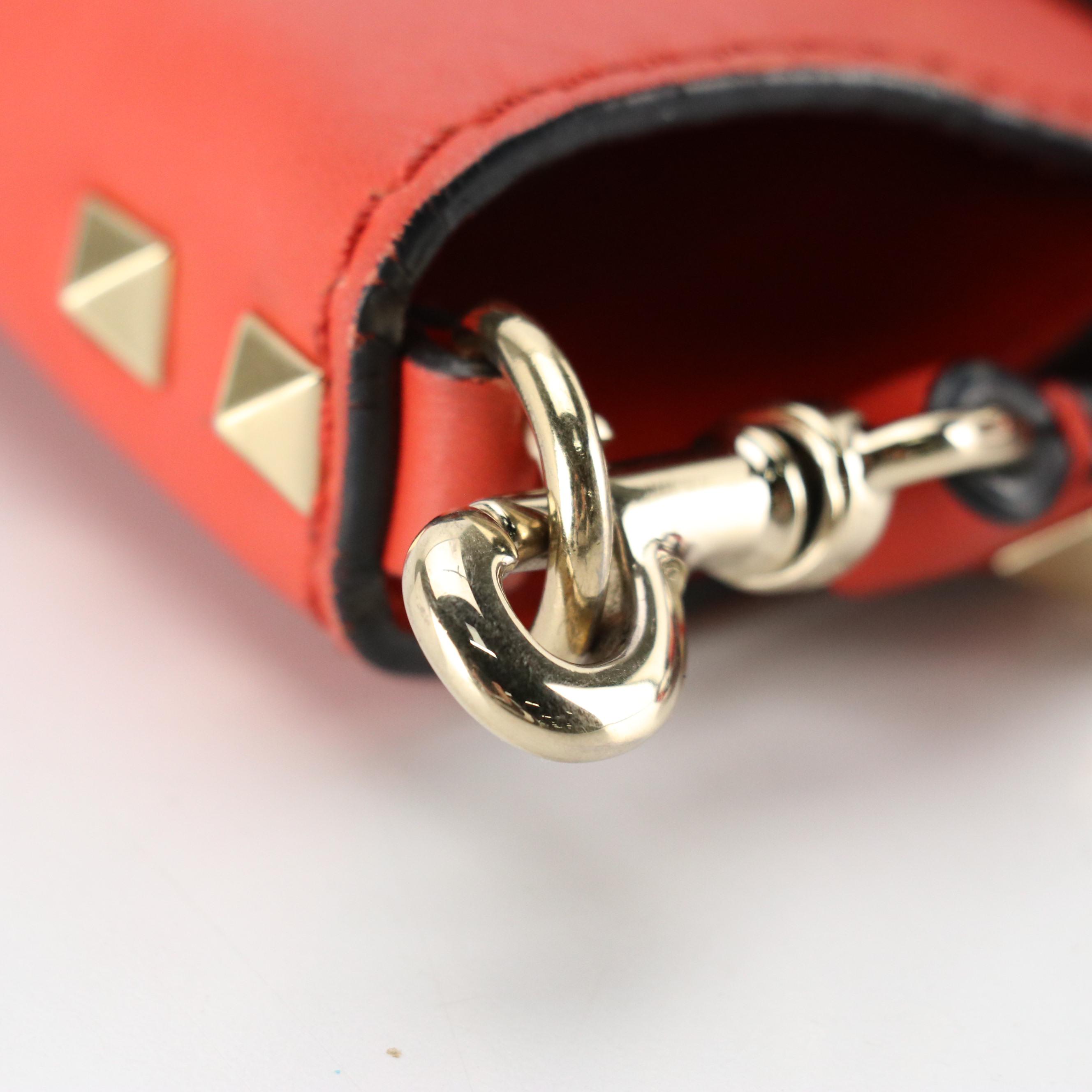 Valentino Garavani Mini Rockstud Two-Way Tote in Coral Calfskin Leather