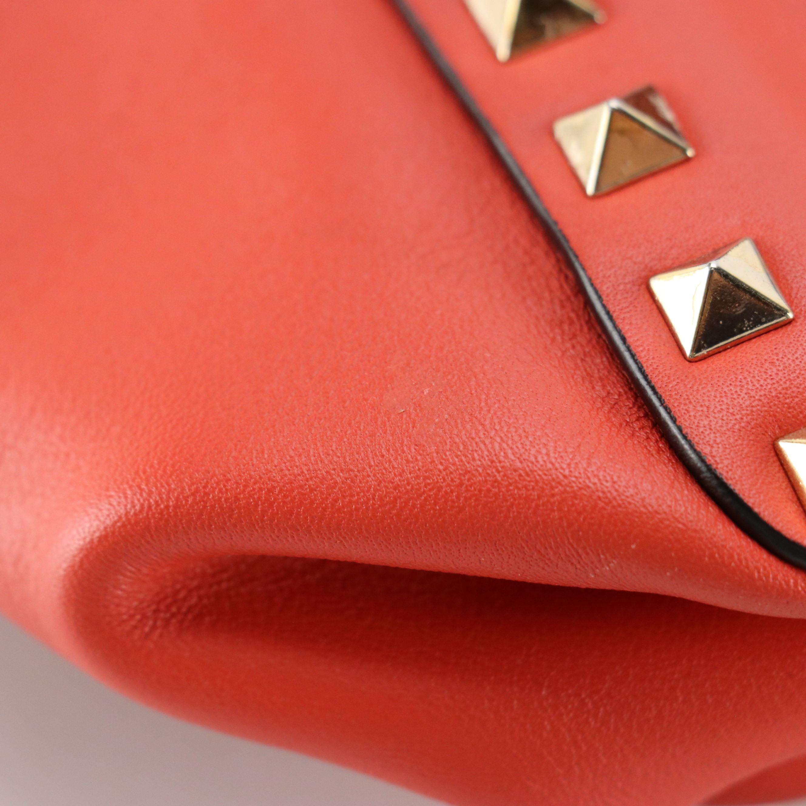 Valentino Garavani Mini Rockstud Two-Way Tote in Coral Calfskin Leather
